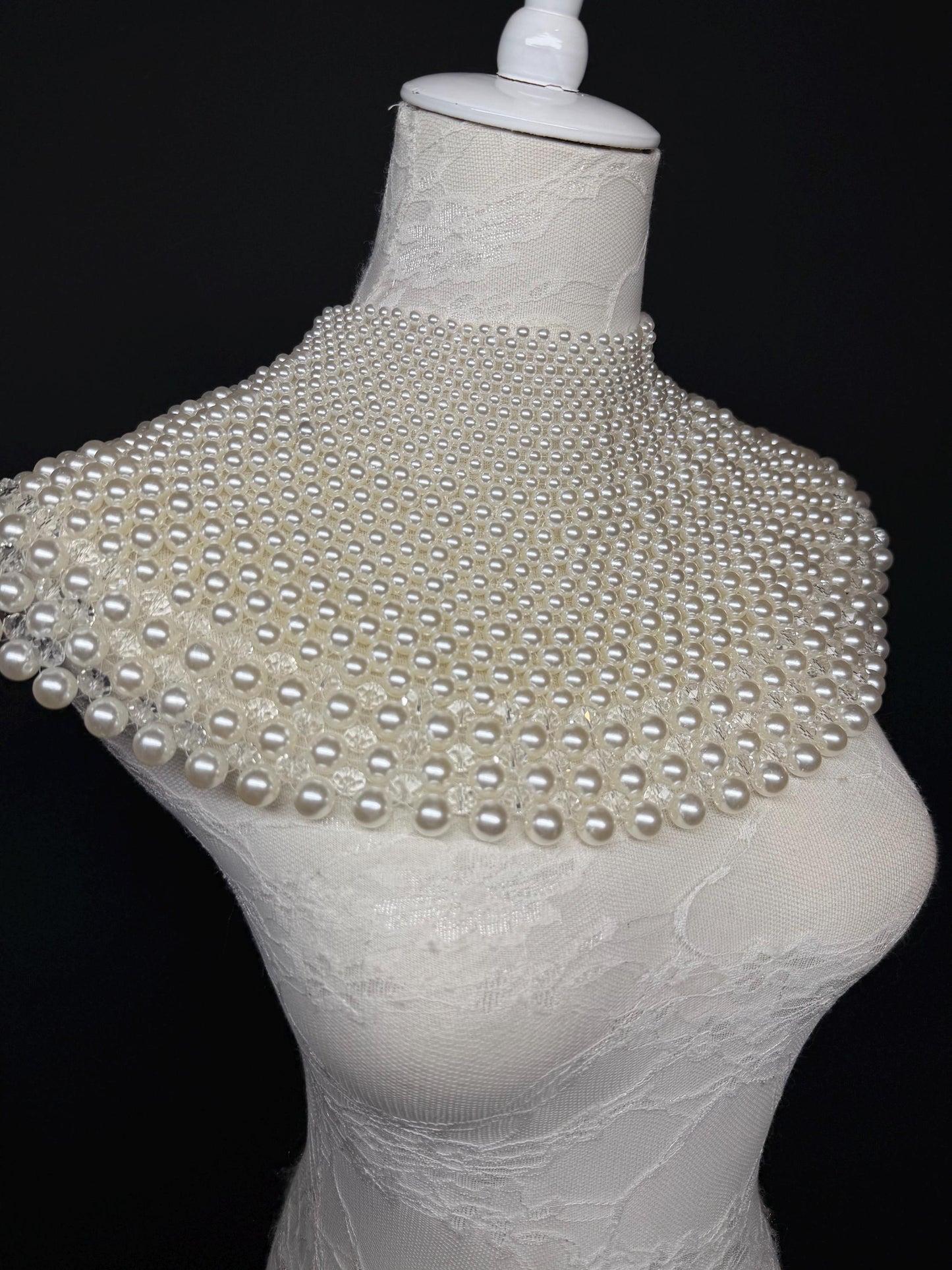 Vintage Style Pearl Shoulder Necklace, Elegant Statement Jewelry