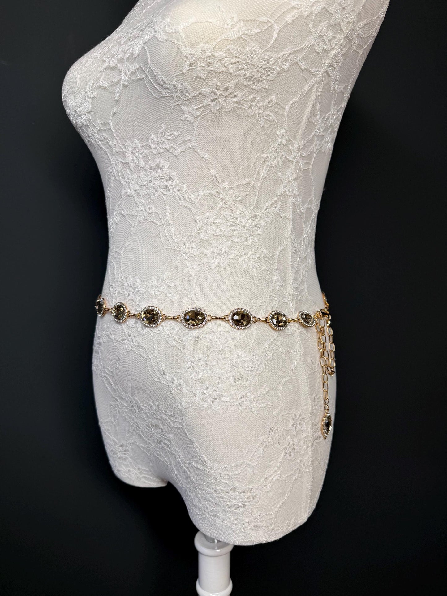 X-Long Belt, Jewel Rhinestone Belt, Chain Belt, Vintage Style Belt, Diamante Belt, Fashion Belt, Gift, Quality Belt, Elegant, Swimwear Belt