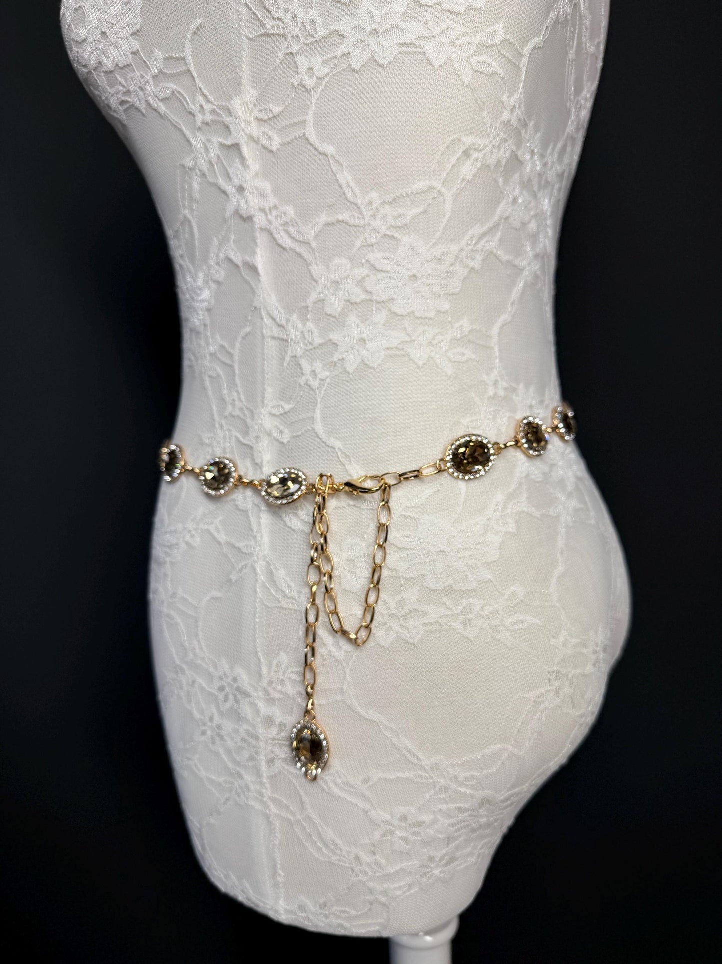X-Long Belt, Jewel Rhinestone Belt, Chain Belt, Vintage Style Belt, Diamante Belt, Fashion Belt, Gift, Quality Belt, Elegant, Swimwear Belt