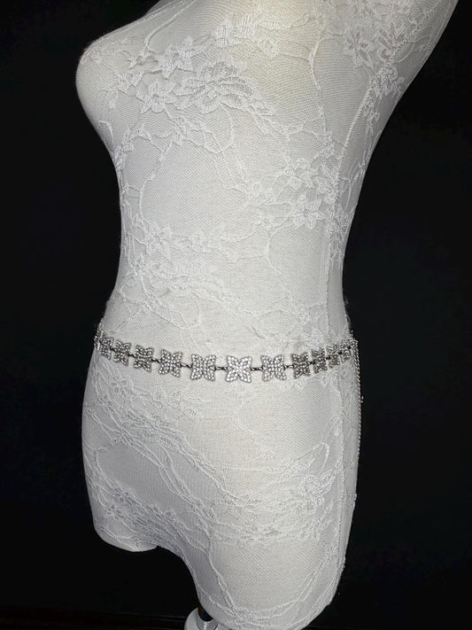 X-long Belt, Silver Rhinestone Belt, Bridal, Fashion, Swimwear, Belt, Silver, Gold, Plus Sizes, Teen Sizes, Handmade, 18”-60”, Weddings