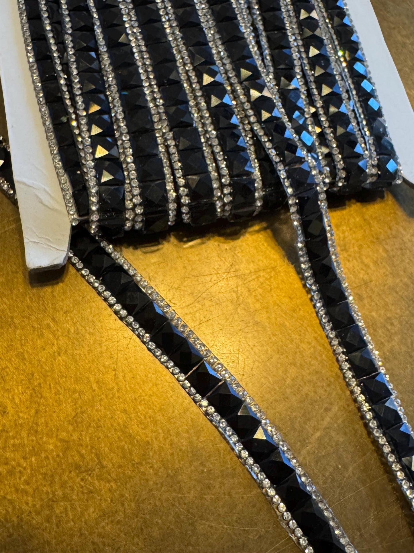 Diamanté Rhinestone Jewel Tape with Glue, Hot Fix Rhinestones with Glue, Easy Iron on Rhinestones, 12mm Wide