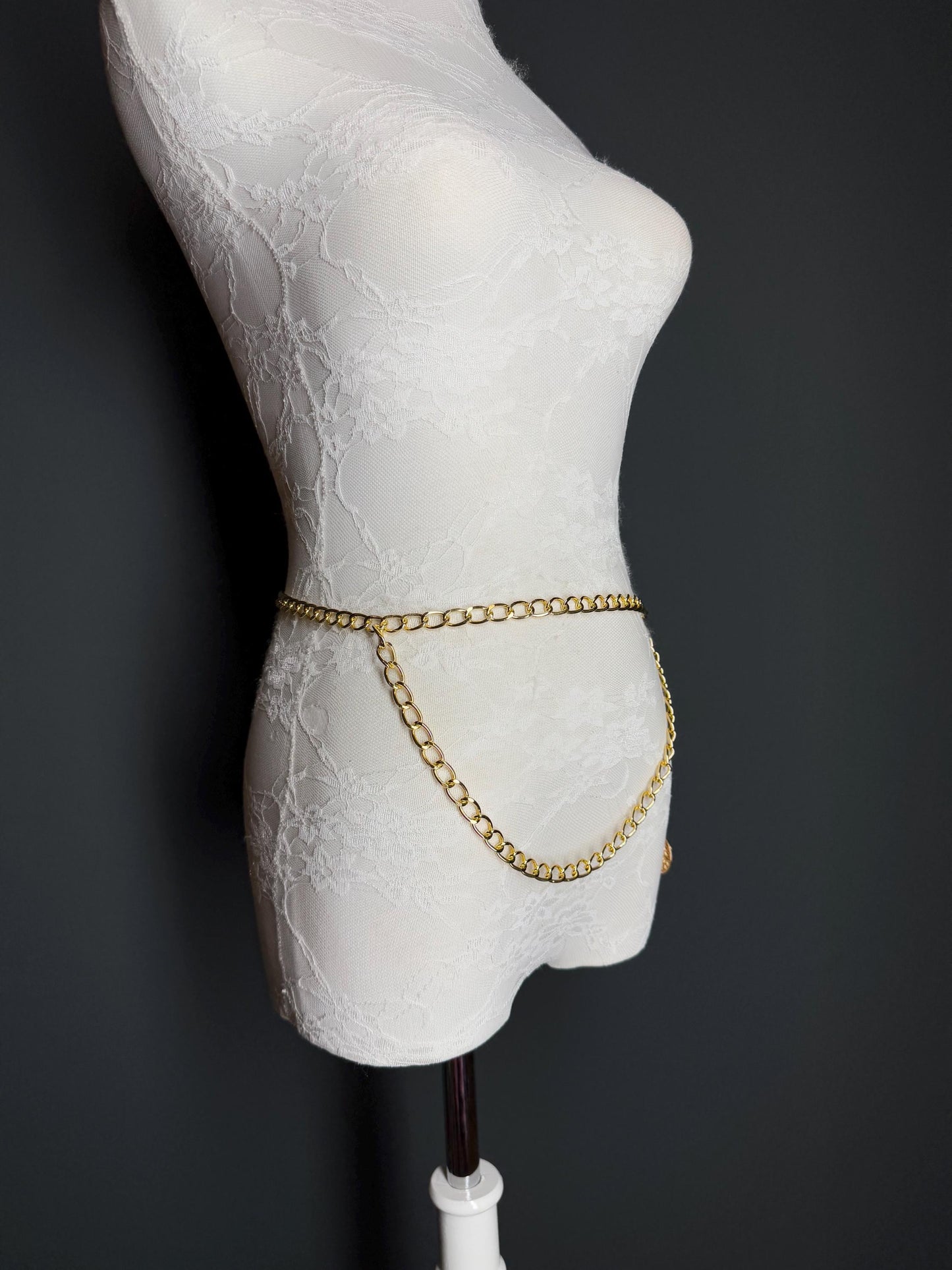 X-long Ring Belt, Metal Chain Belt, Teen Sizes, Size 18”-60”, Fan Design, Fan Collection, Gold, Metal belt, Fashion Accessory