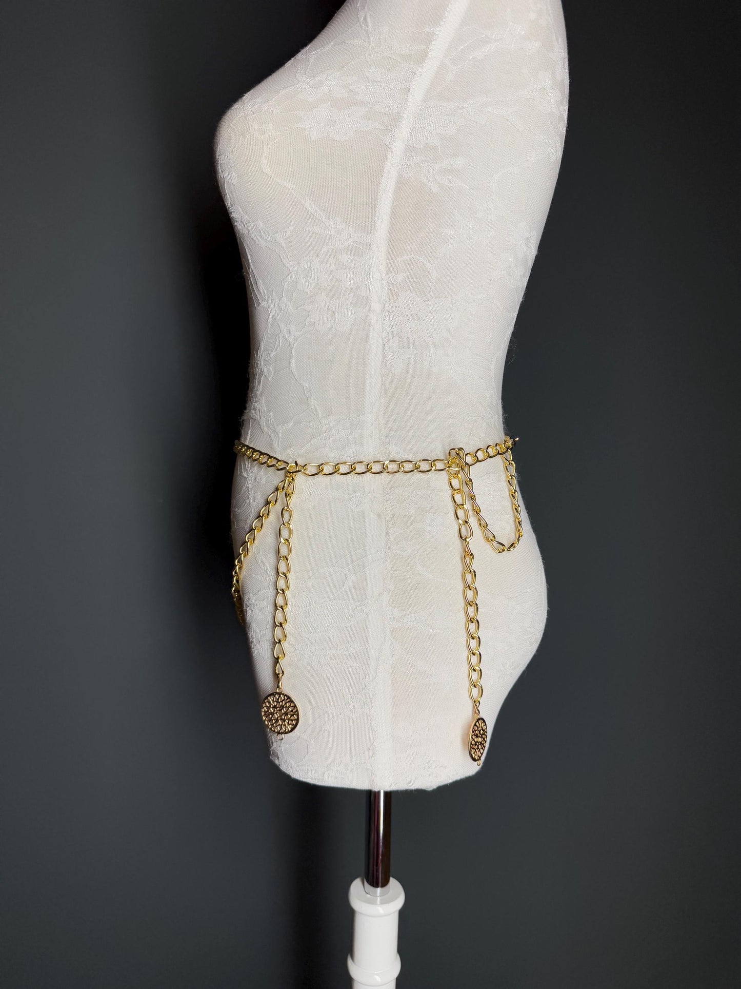 X-long Ring Belt, Metal Chain Belt, Teen Sizes, Size 18”-60”, Fan Design, Fan Collection, Gold, Metal belt, Fashion Accessory