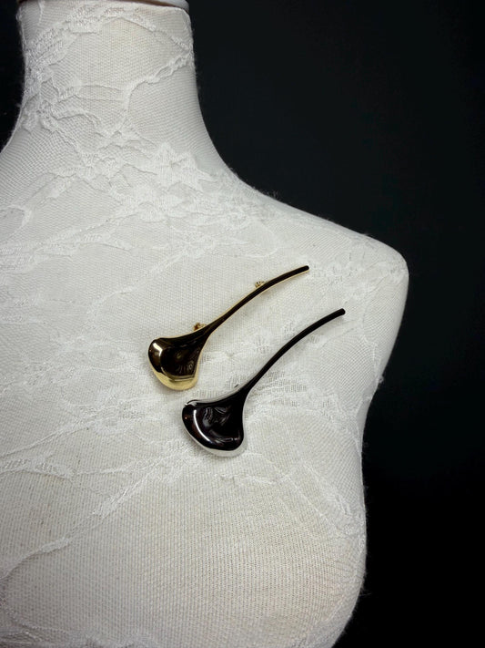 Brooch, Statement Brooch, Solid Metal Pin on Brooch, Gold, Silver