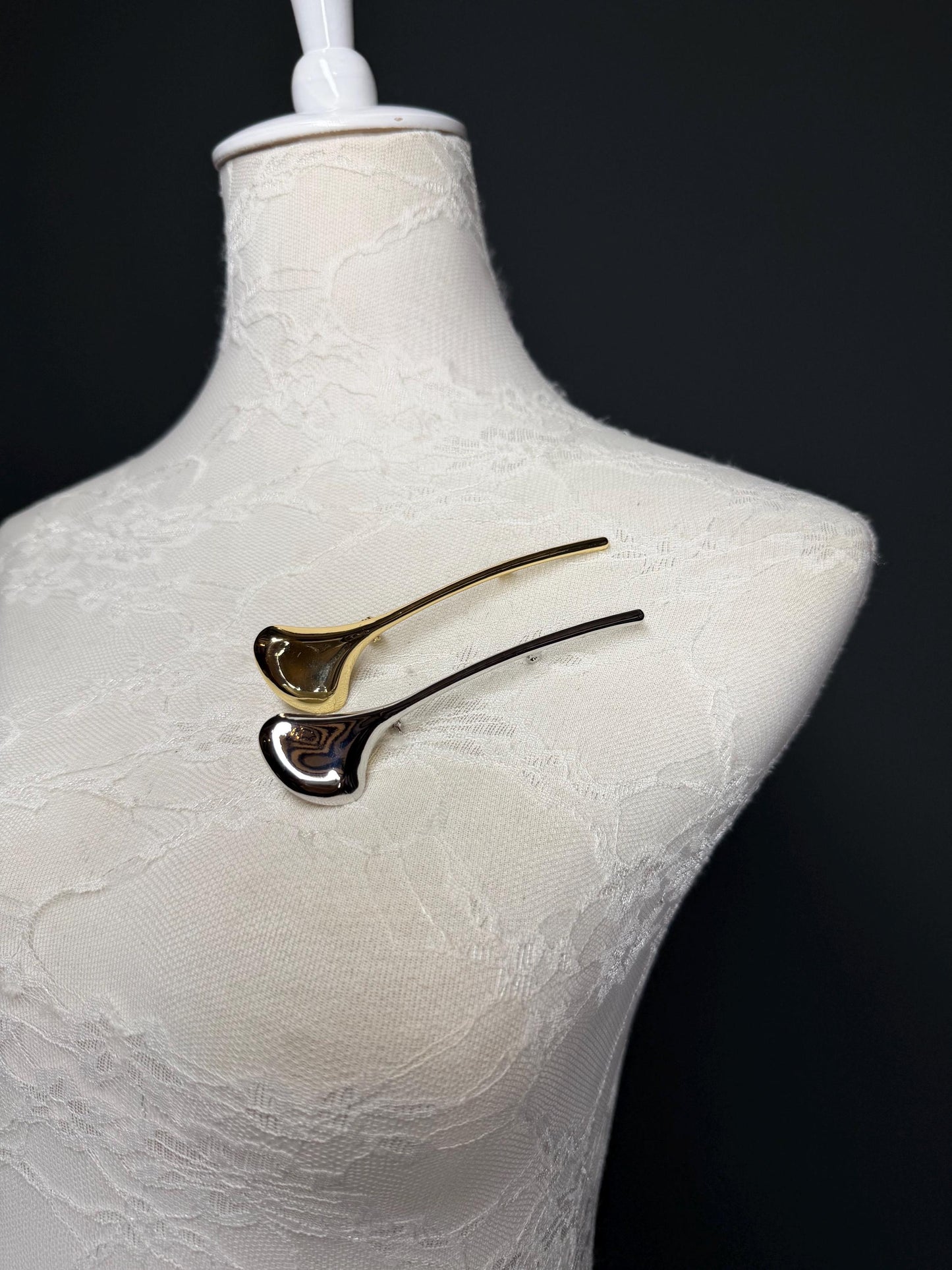 Brooch, Statement Brooch, Solid Metal Pin on Brooch, Gold, Silver