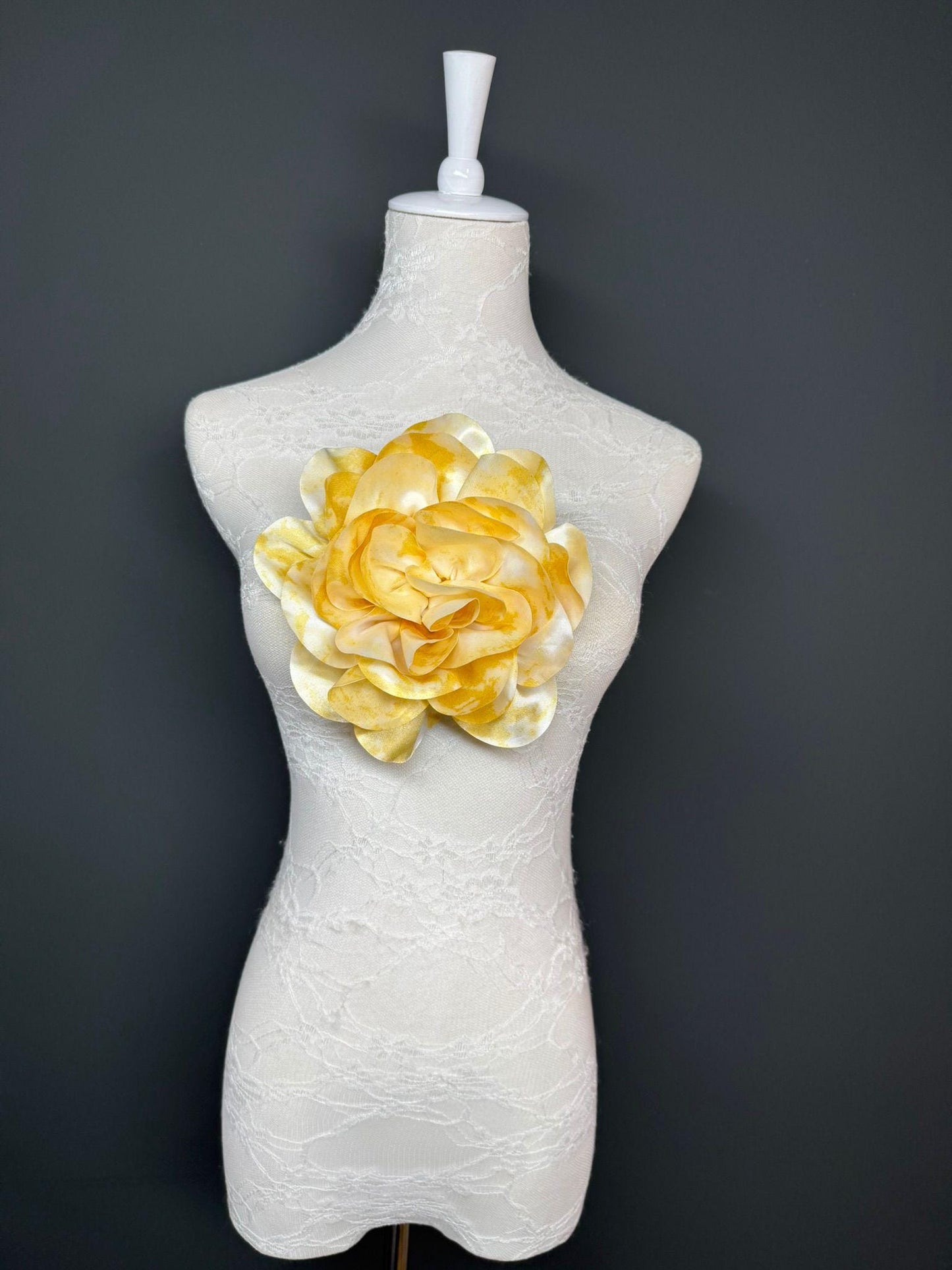 Large Satin Corsage Flower, Handmade 3D Floral Pin, 8", 20cm, 17 Colours