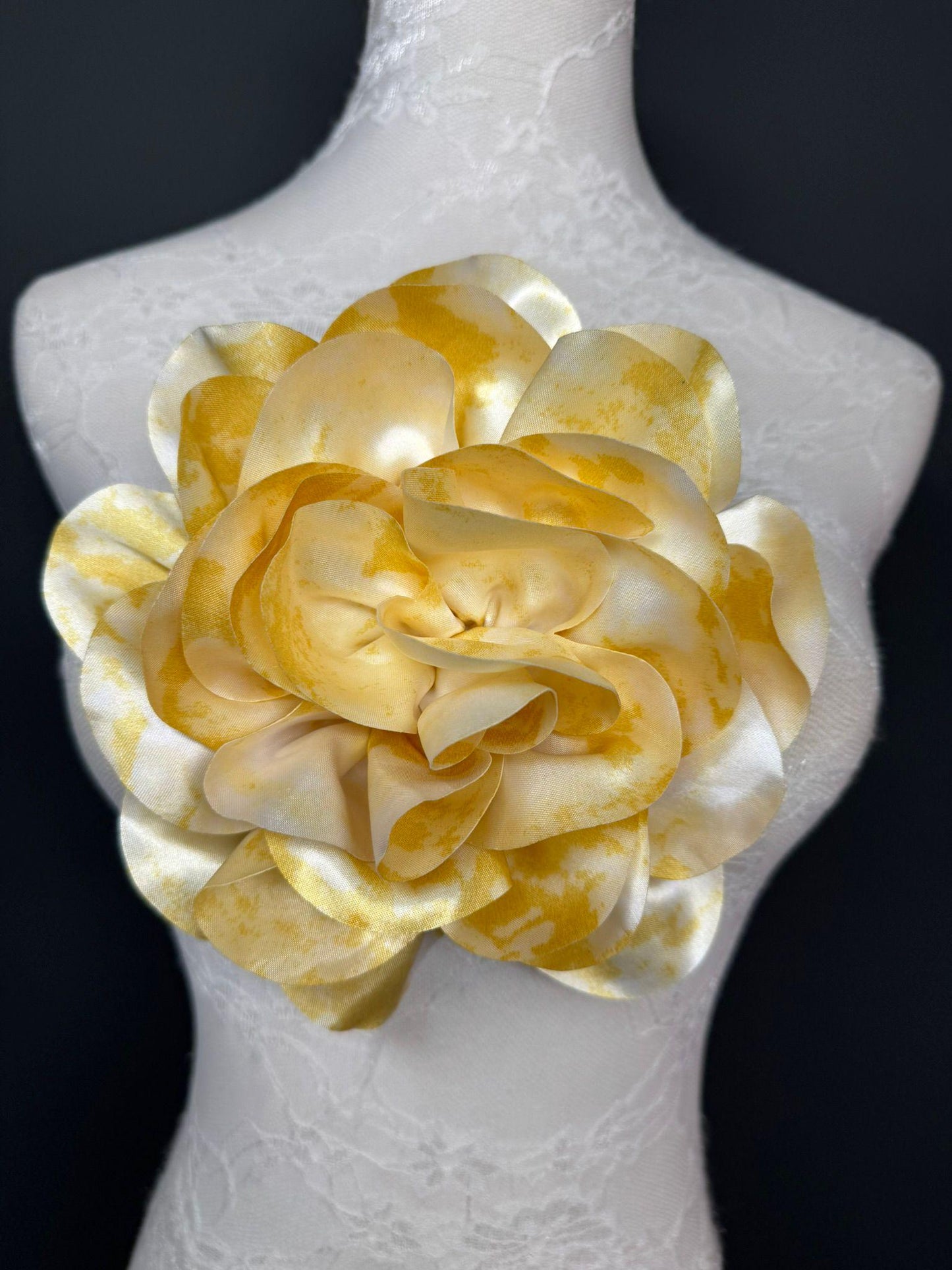 Large Satin Corsage Flower, Handmade 3D Floral Pin, 8", 20cm, 17 Colours