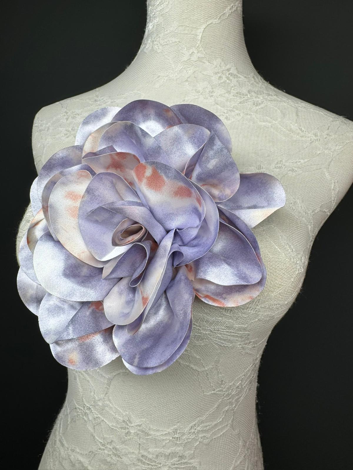 Large Satin Corsage Flower, Handmade 3D Floral Pin, 8", 20cm, 17 Colours