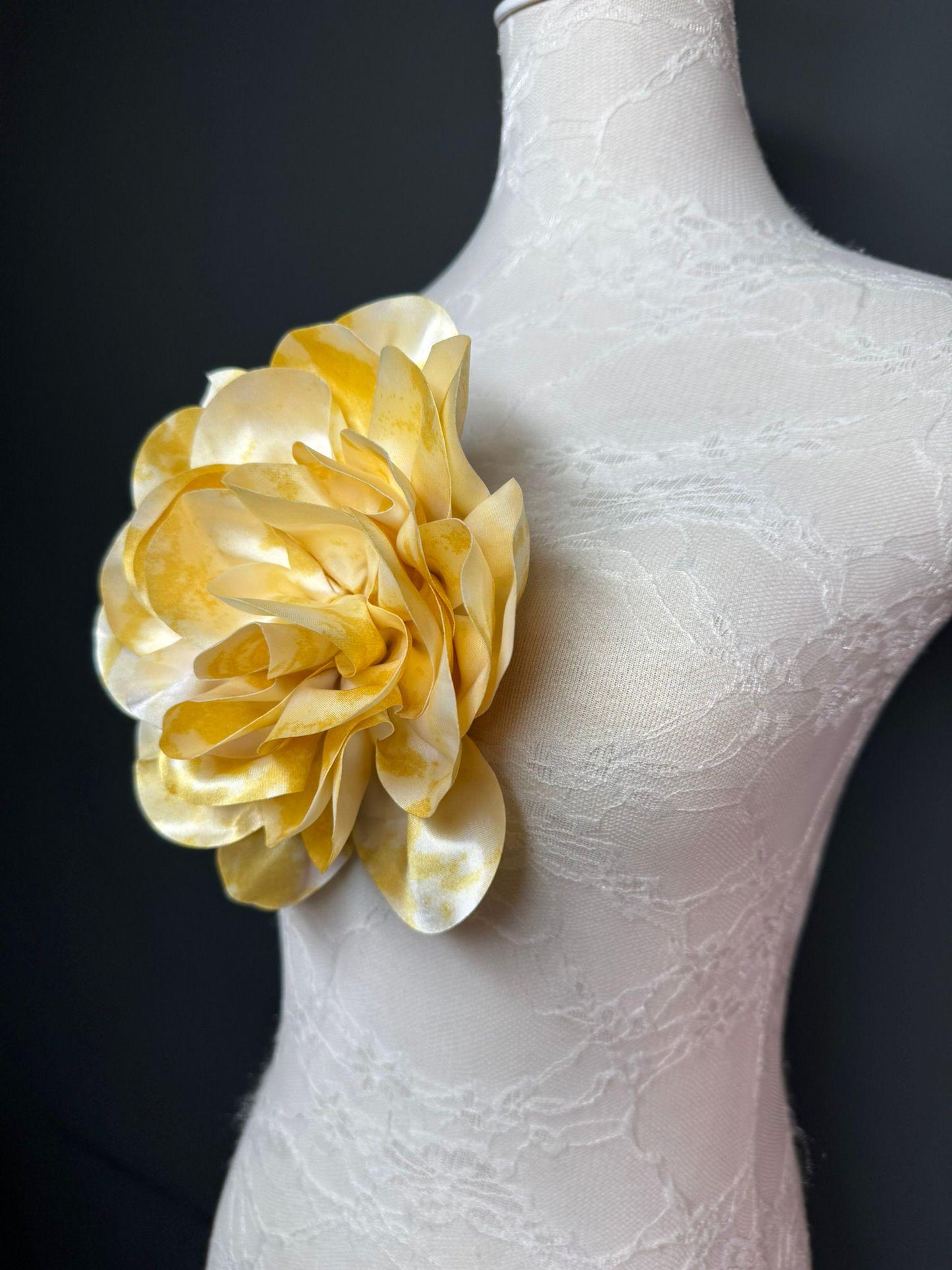 Large Satin Corsage Flower, Handmade 3D Floral Pin, 8", 20cm, 17 Colours