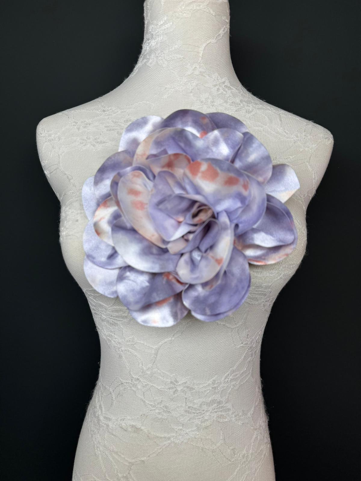 Large Satin Corsage Flower, Handmade 3D Floral Pin, 8", 20cm, 17 Colours