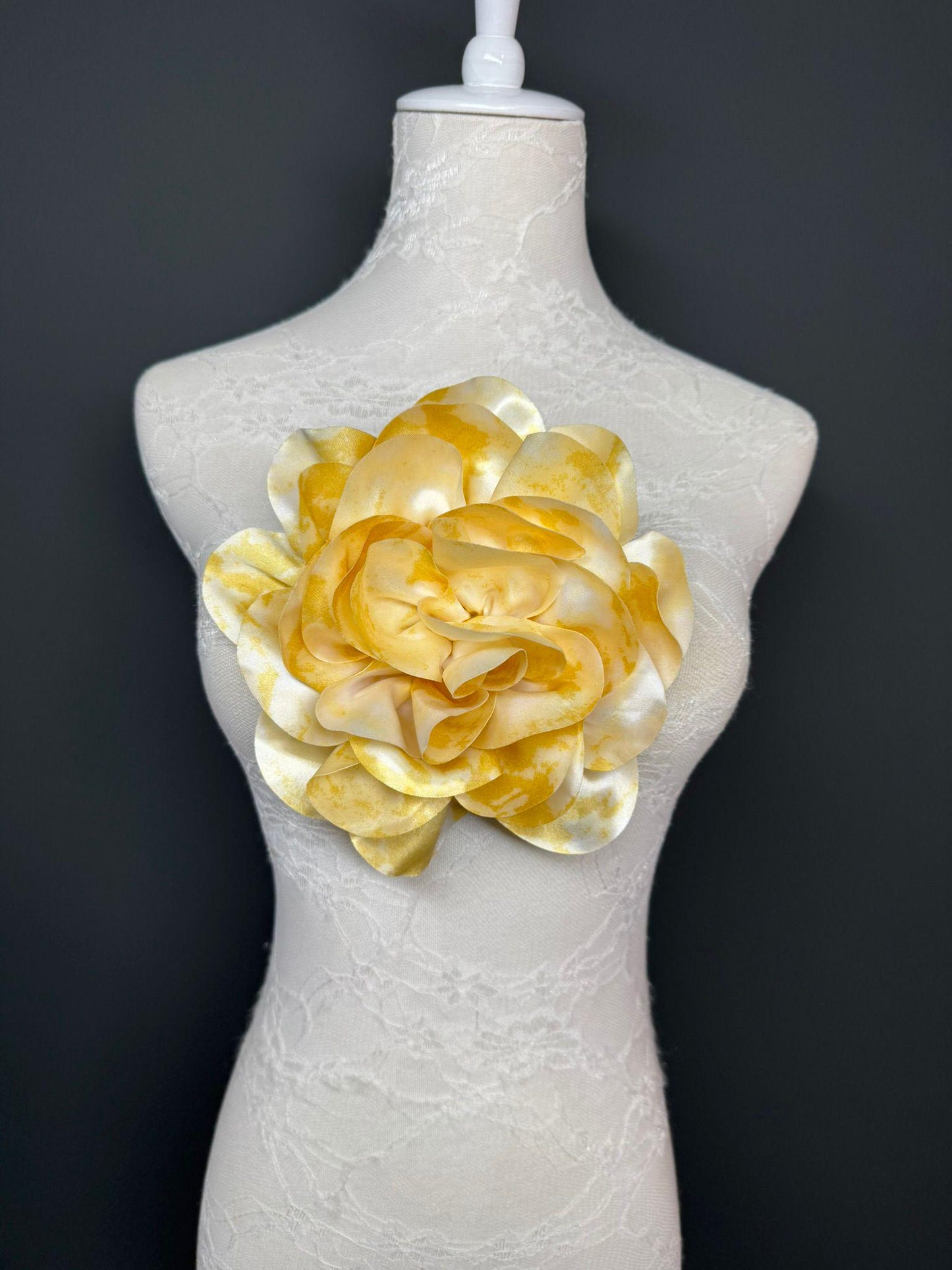 Large Satin Corsage Flower, Handmade 3D Floral Pin, 8", 20cm, 17 Colours