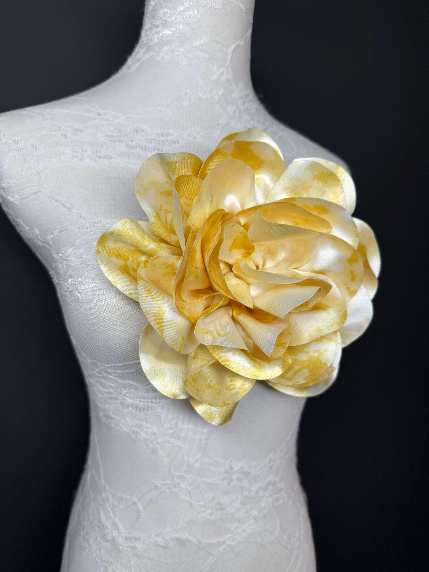 Large Satin Corsage Flower, Handmade 3D Floral Pin, 8", 20cm, 17 Colours