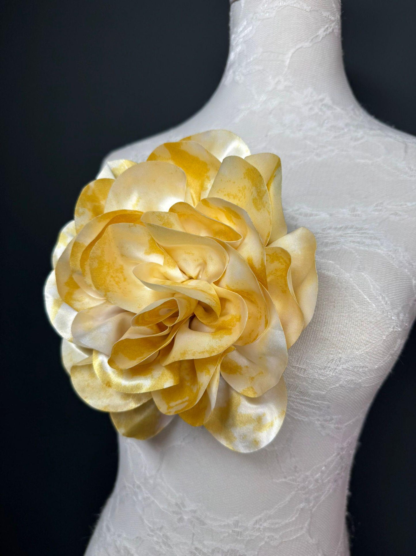 Large Satin Corsage Flower, Handmade 3D Floral Pin, 8", 20cm, 17 Colours