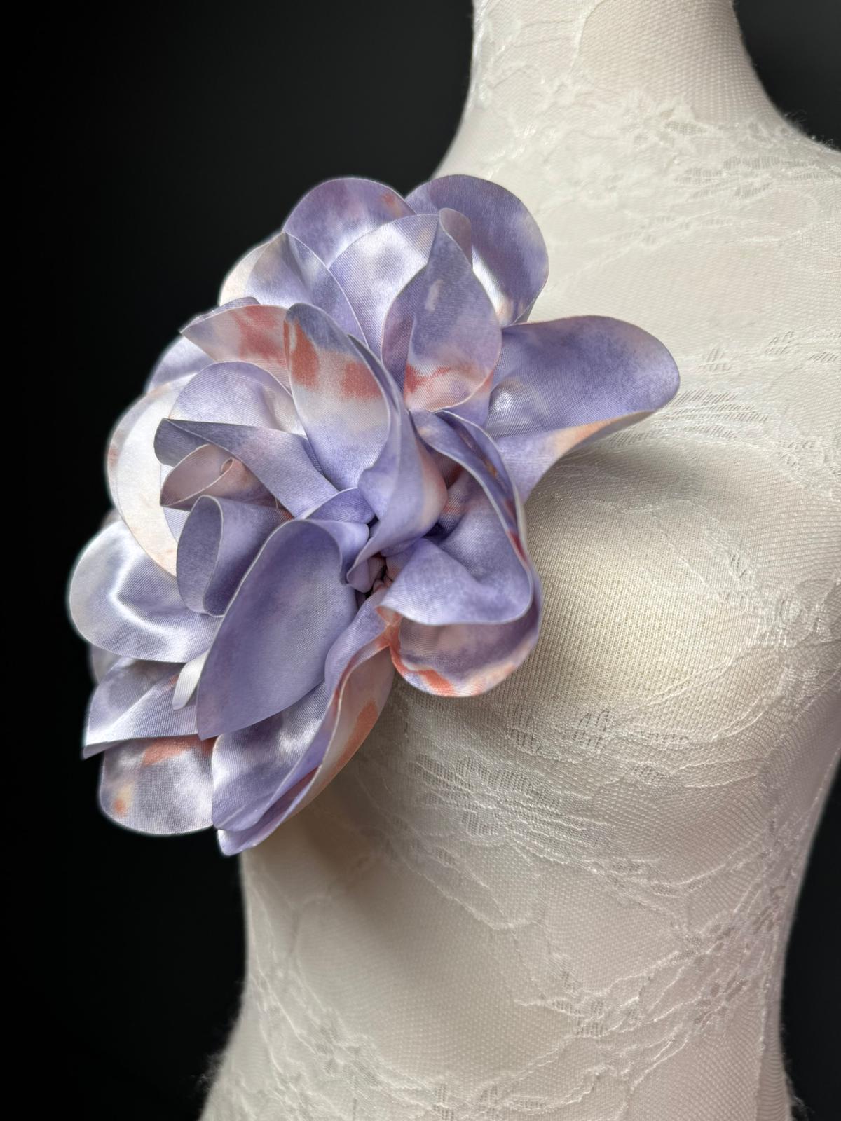 Large Satin Corsage Flower, Handmade 3D Floral Pin, 8", 20cm, 17 Colours