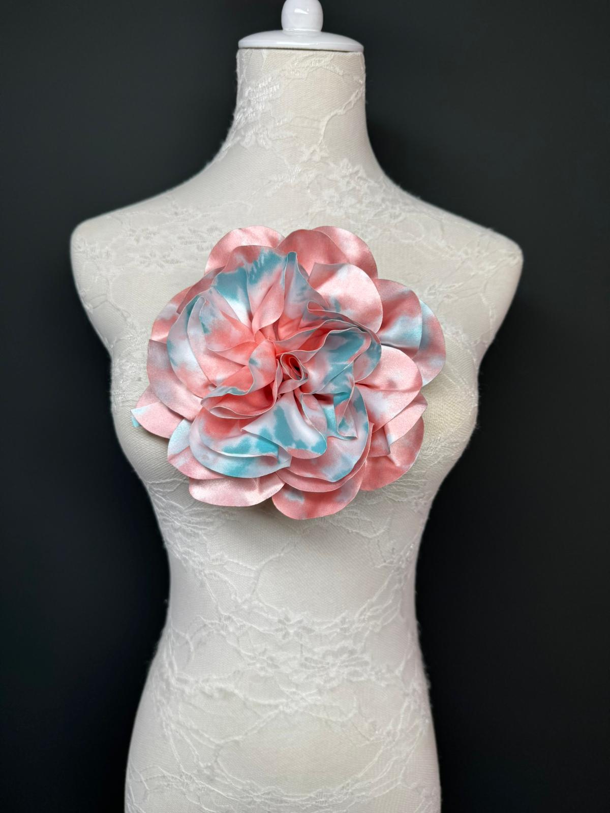 Large Satin Corsage Flower, Handmade 3D Floral Pin, 8", 20cm, 17 Colours