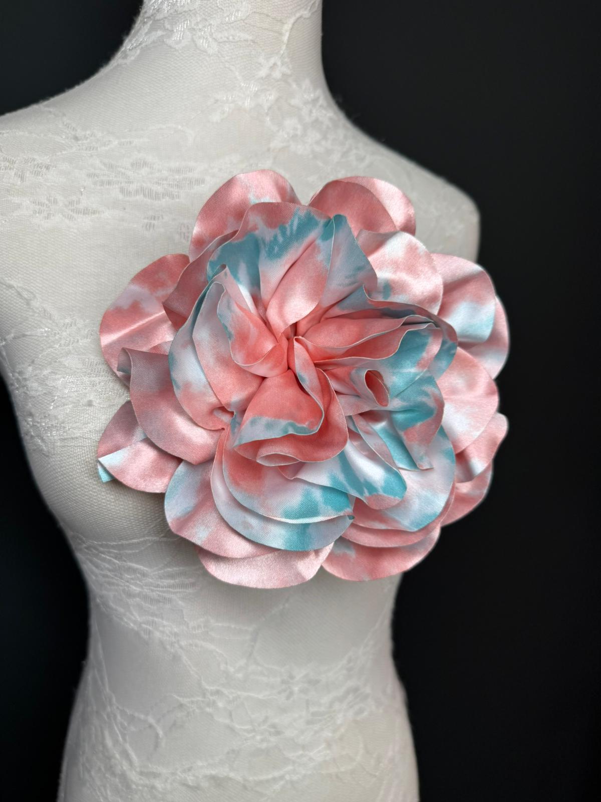 Large Satin Corsage Flower, Handmade 3D Floral Pin, 8", 20cm, 17 Colours