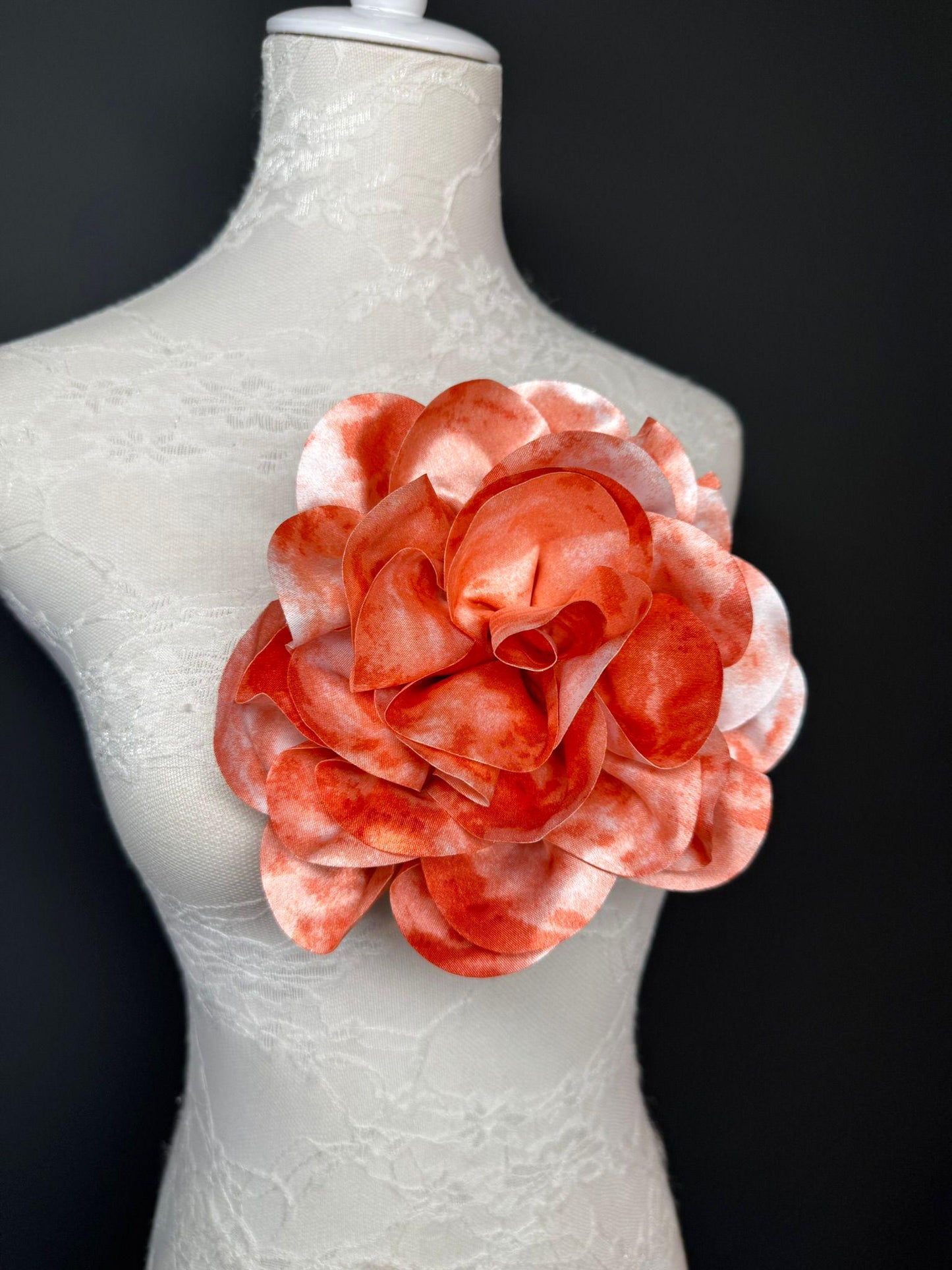 Large 3D Corsage Flower, Luxurious Satin Fabric, 17 Colours, 20cm, 8” Wide, Pin on, Bridal, Dress, Hair, Wedding, Race Day, Mixed colours