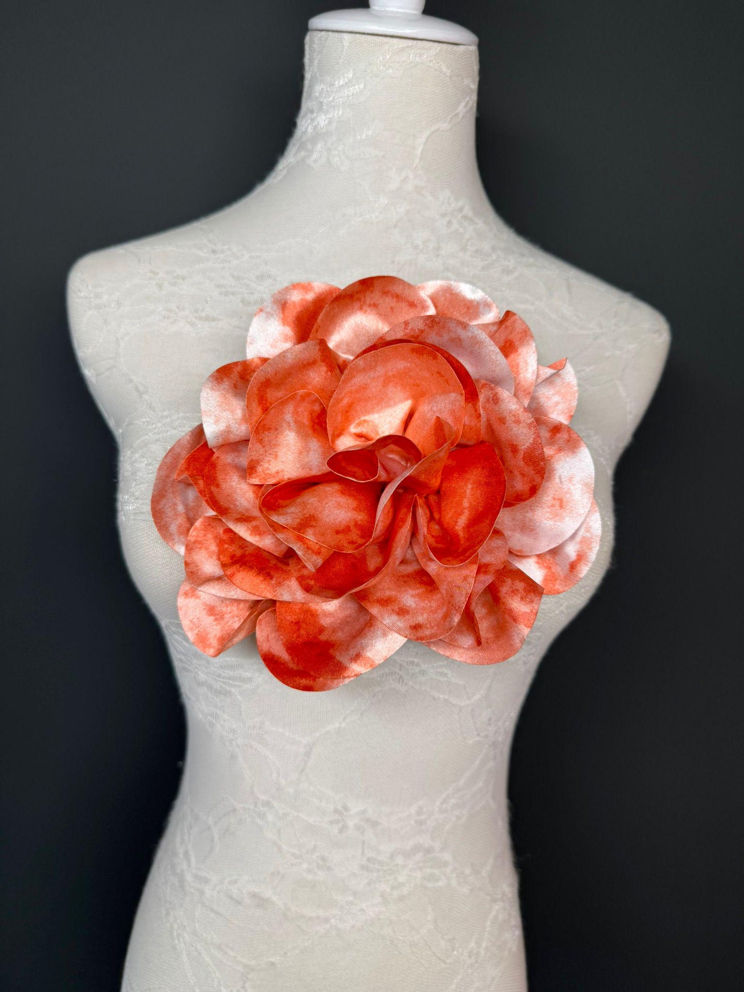 Large 3D Corsage Flower, Luxurious Satin Fabric, 17 Colours, 20cm, 8” Wide, Pin on, Bridal, Dress, Hair, Wedding, Race Day, Mixed colours