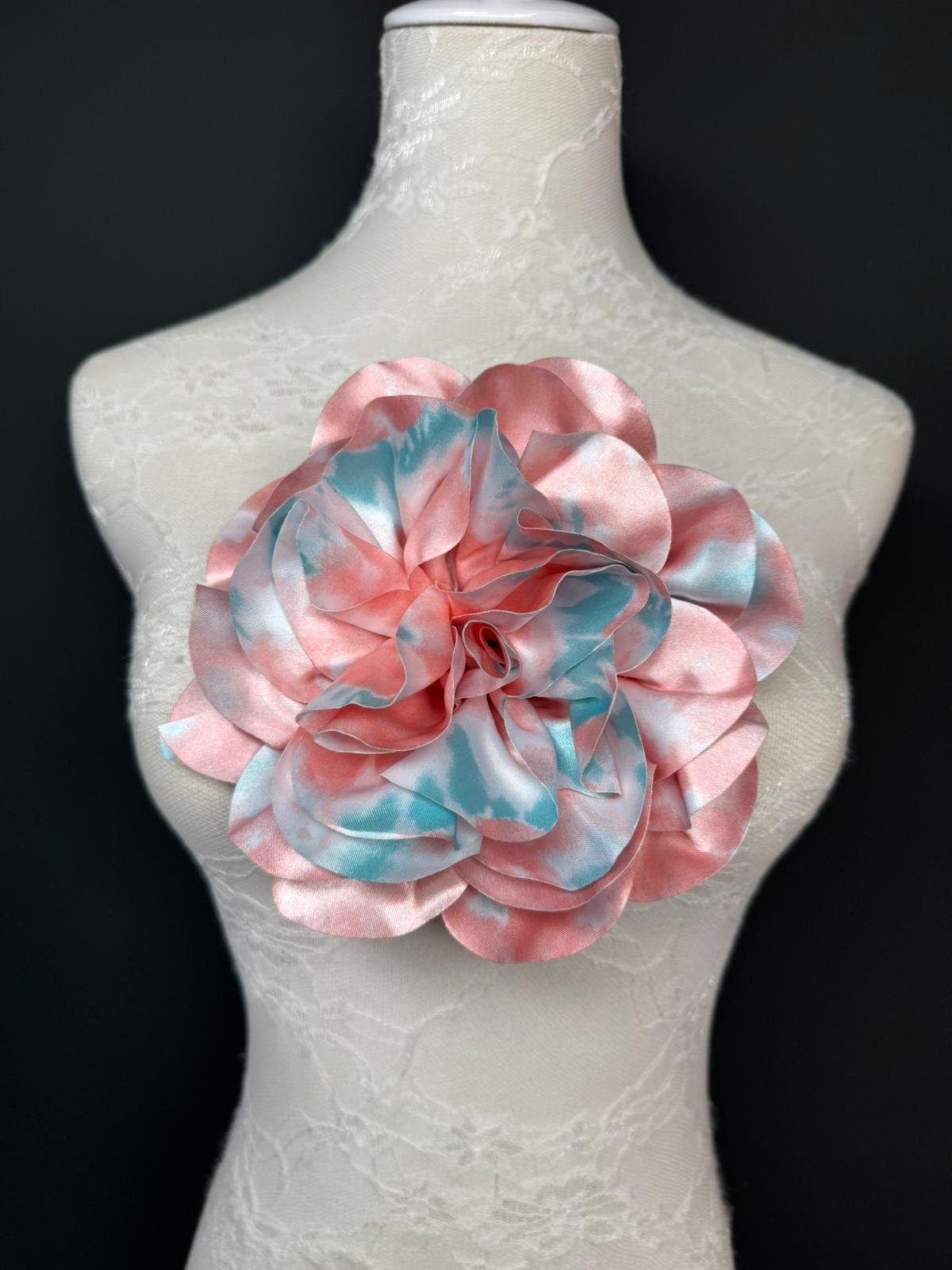 Large Satin Corsage Flower, Handmade 3D Floral Pin, 8", 20cm, 17 Colours