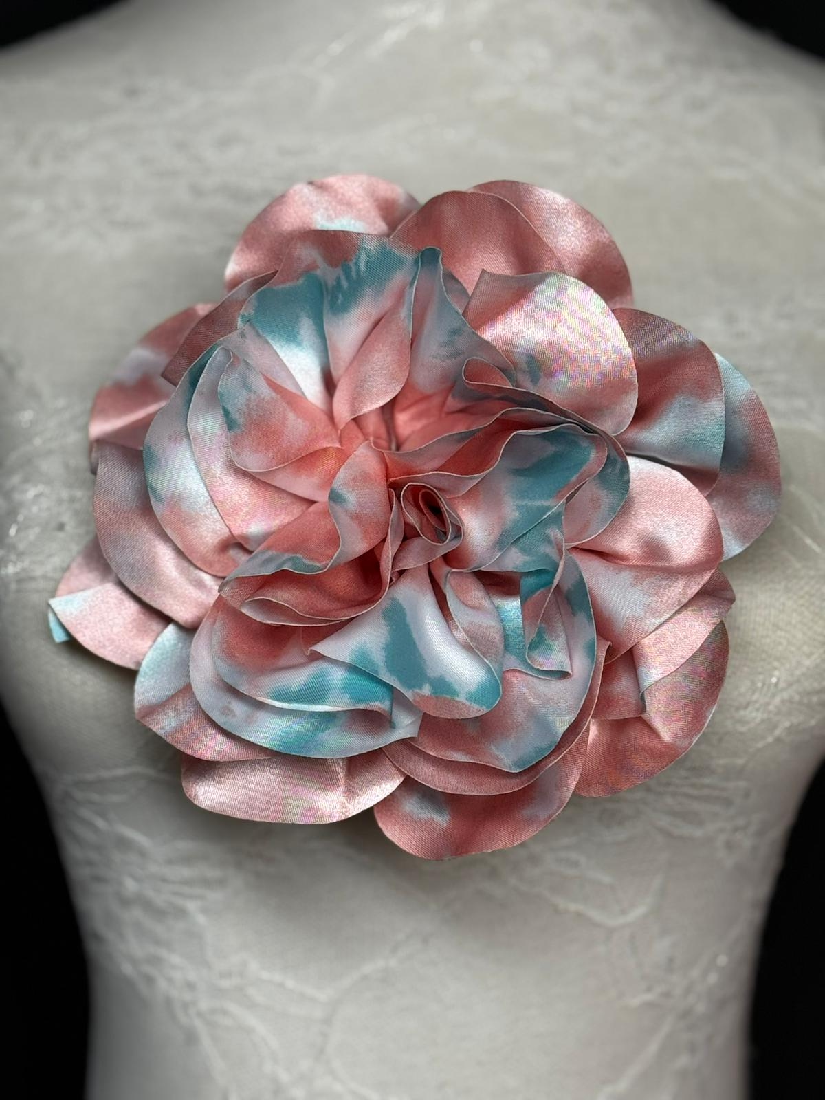 Large Satin Corsage Flower, Handmade 3D Floral Pin, 8", 20cm, 17 Colours