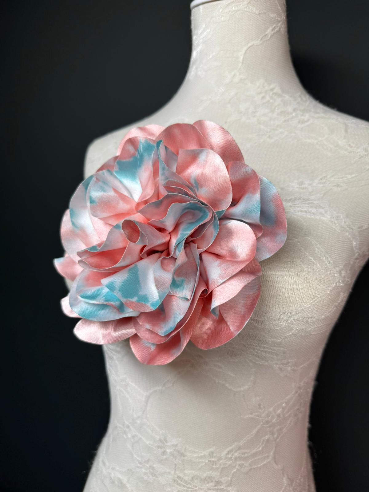Large Satin Corsage Flower, Handmade 3D Floral Pin, 8", 20cm, 17 Colours