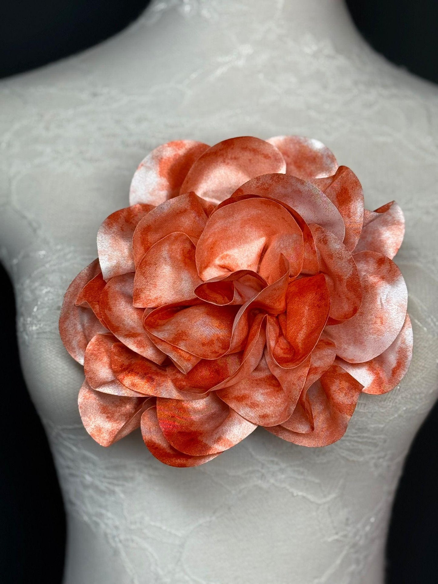 Large 3D Corsage Flower, Luxurious Satin Fabric, 17 Colours, 20cm, 8” Wide, Pin on, Bridal, Dress, Hair, Wedding, Race Day, Mixed colours