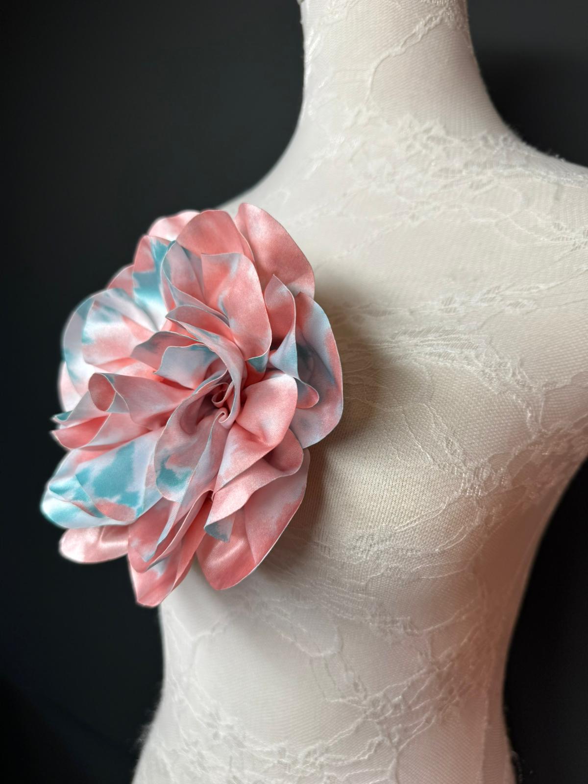 Large Satin Corsage Flower, Handmade 3D Floral Pin, 8", 20cm, 17 Colours
