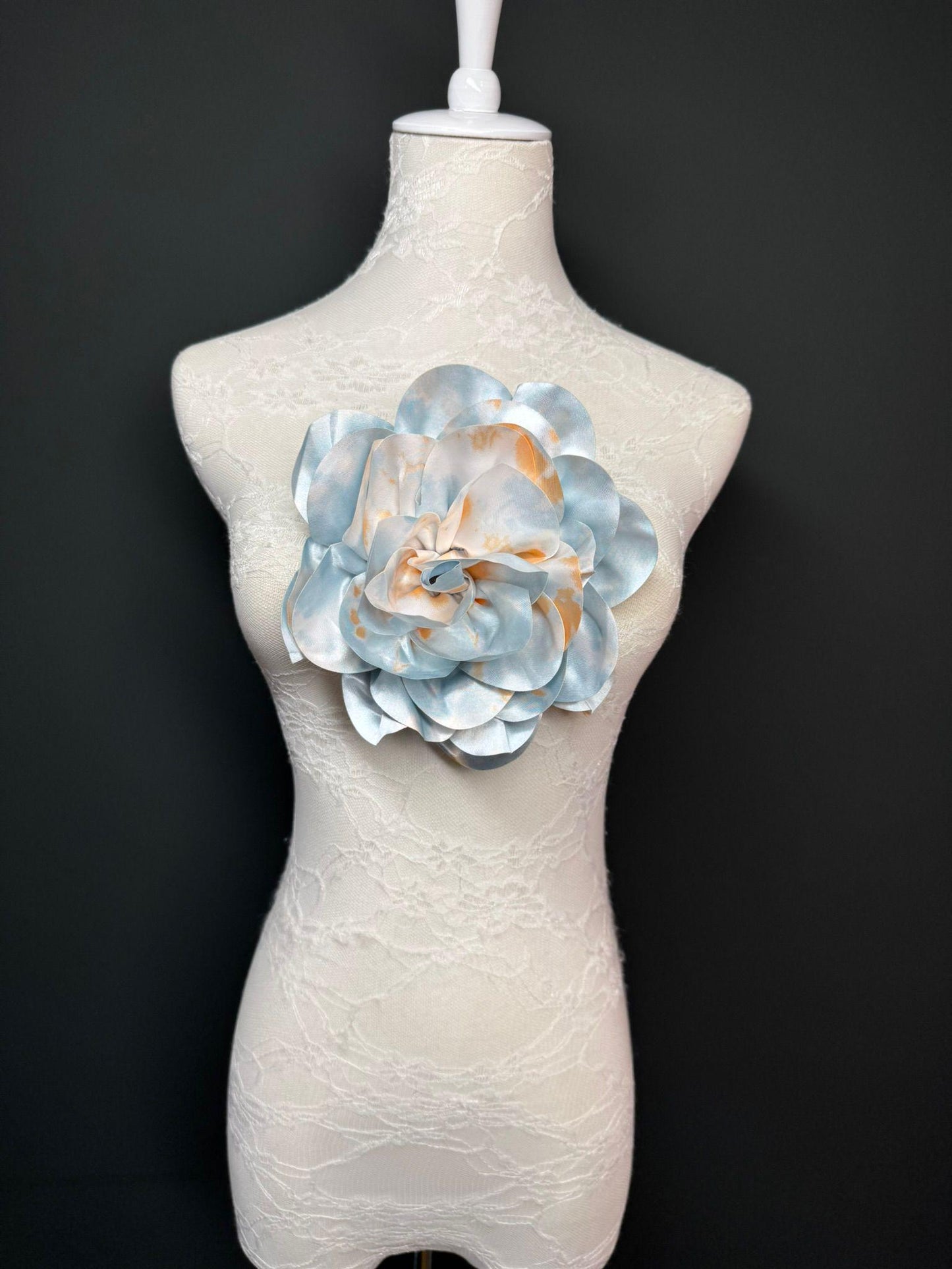 Large Satin Corsage Flower, Handmade 3D Floral Pin, 8", 20cm, 17 Colours