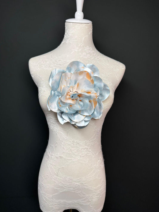 Large Satin Corsage Flower, Handmade 3D Floral Pin, 8", 20cm, 17 Colours