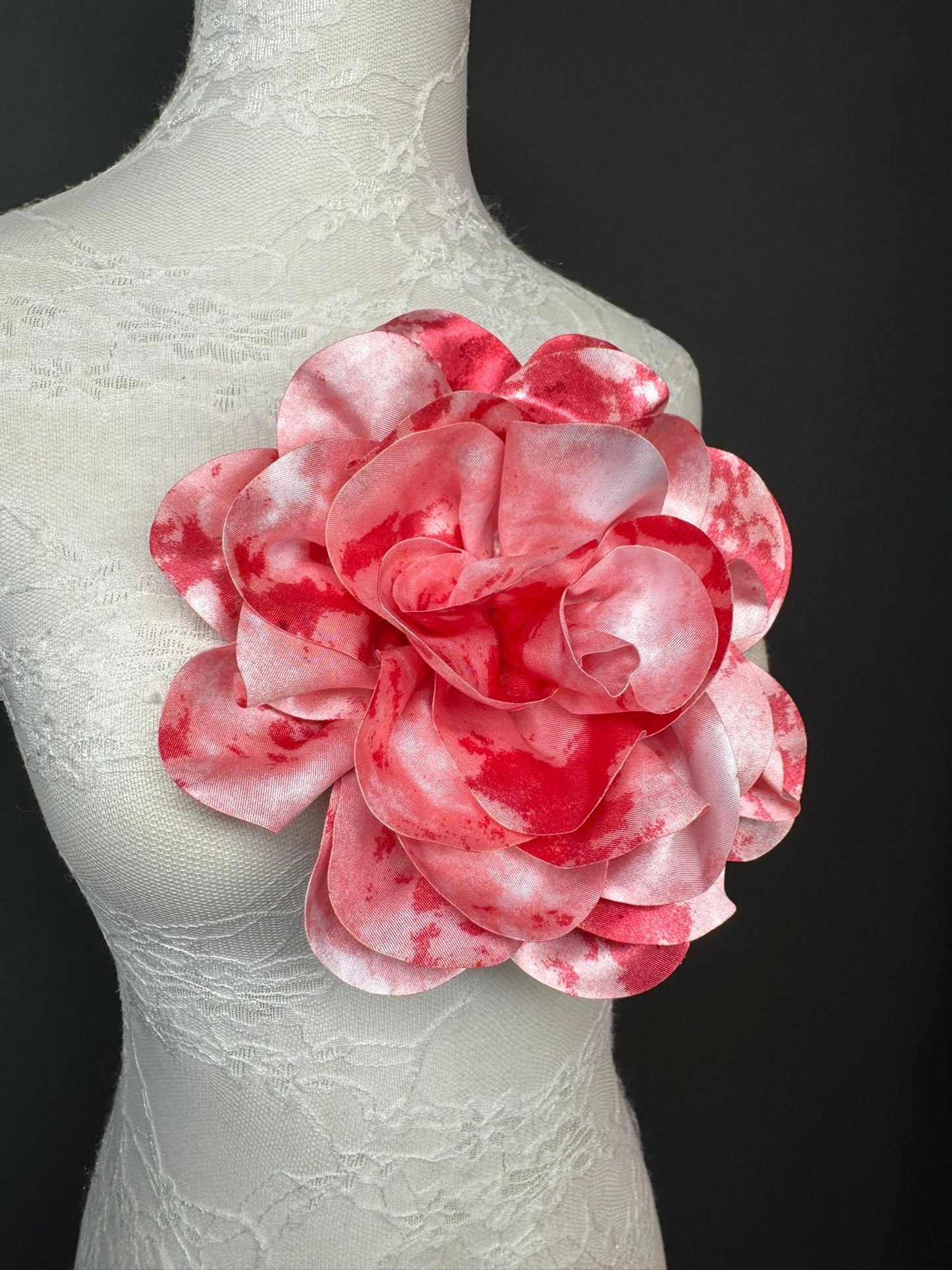 Large 3D Corsage Flower, Luxurious Satin Fabric, 17 Colours, 20cm, 8” Wide, Pin on, Bridal, Dress, Hair, Wedding, Race Day, Mixed colours