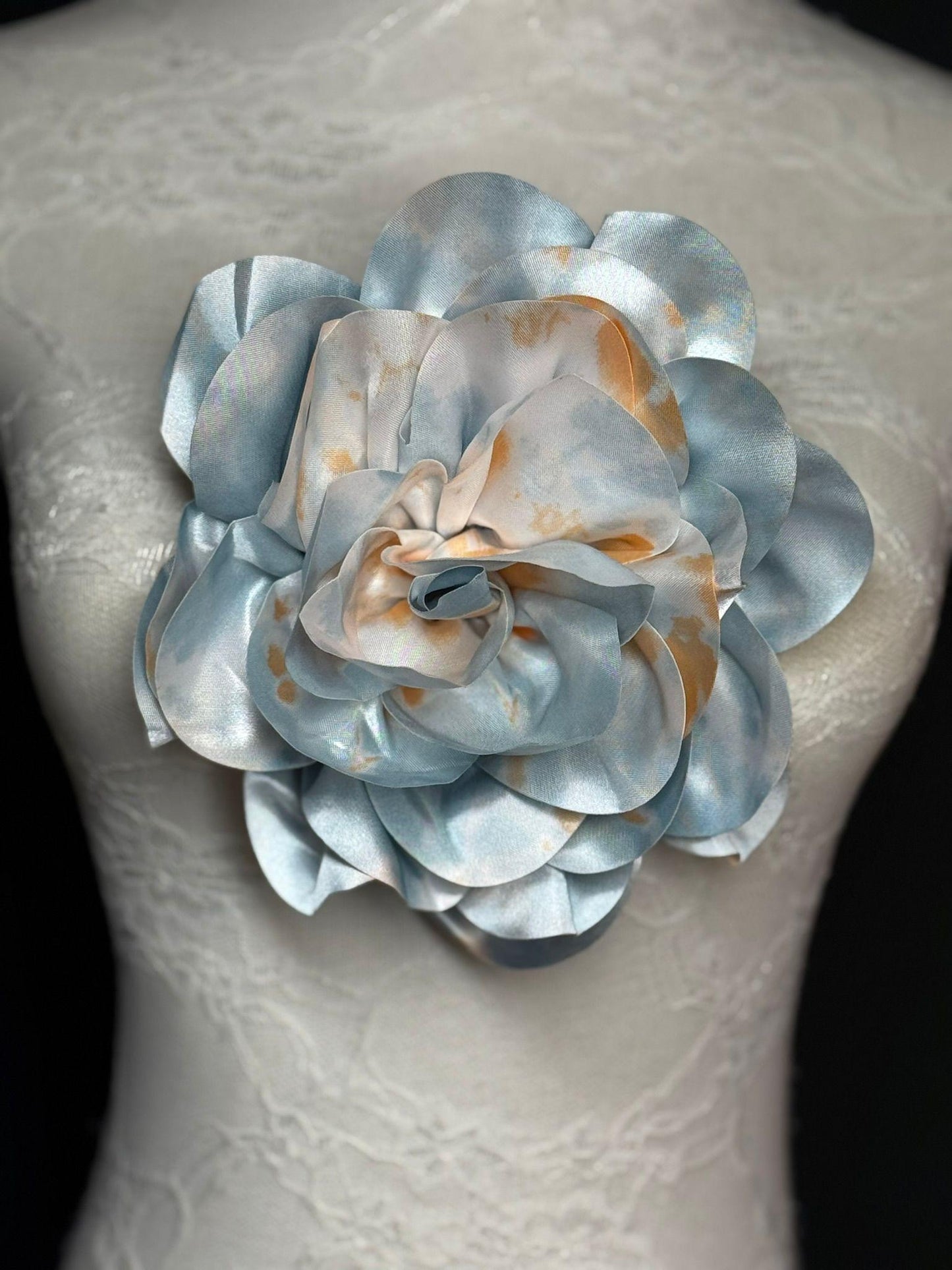 Large Satin Corsage Flower, Handmade 3D Floral Pin, 8", 20cm, 17 Colours
