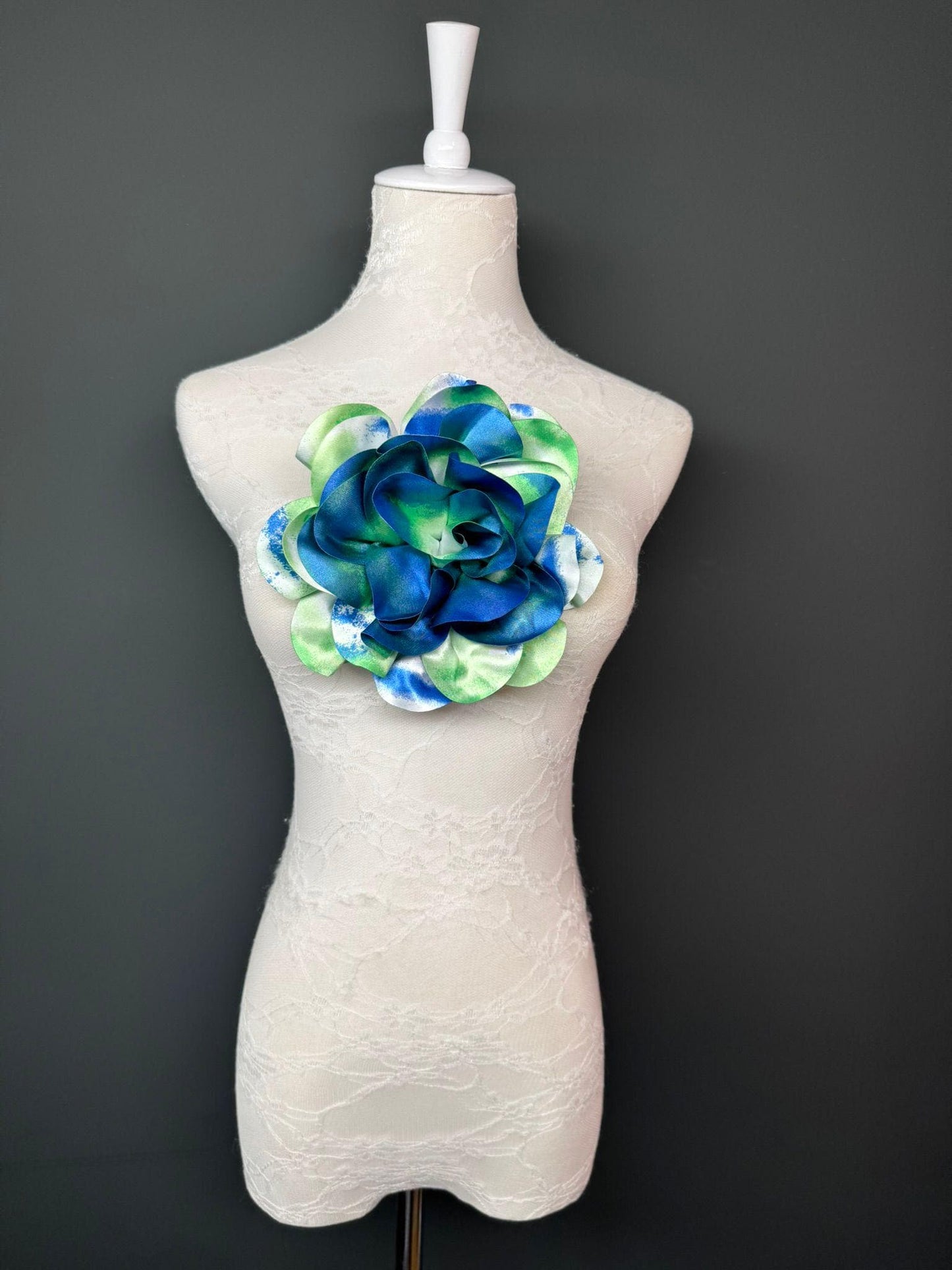 Large Satin Corsage Flower, Handmade 3D Floral Pin, 8", 20cm, 17 Colours