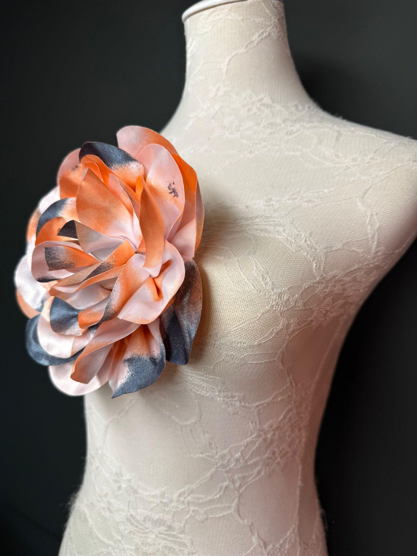 Large Satin Corsage Flower, Handmade 3D Floral Pin, 8", 20cm, 17 Colours