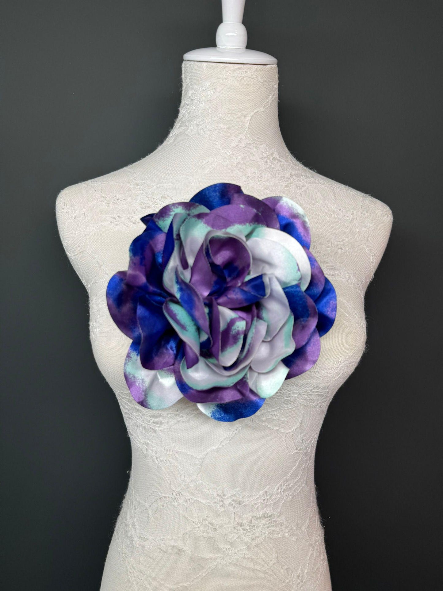 Large 3D Corsage Flower, Luxurious Satin Fabric, 17 Colours, 20cm, 8” Wide, Pin on, Bridal, Dress, Hair, Wedding, Race Day, Mixed colours
