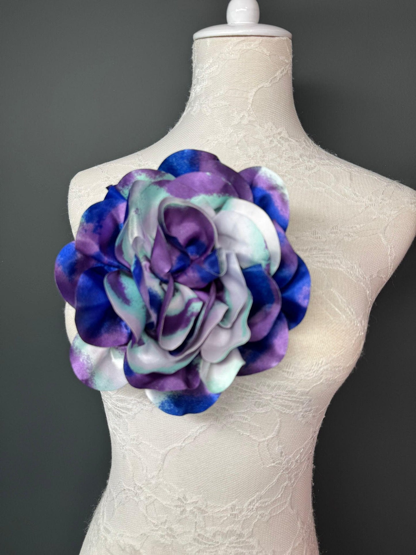 Large 3D Corsage Flower, Luxurious Satin Fabric, 17 Colours, 20cm, 8” Wide, Pin on, Bridal, Dress, Hair, Wedding, Race Day, Mixed colours