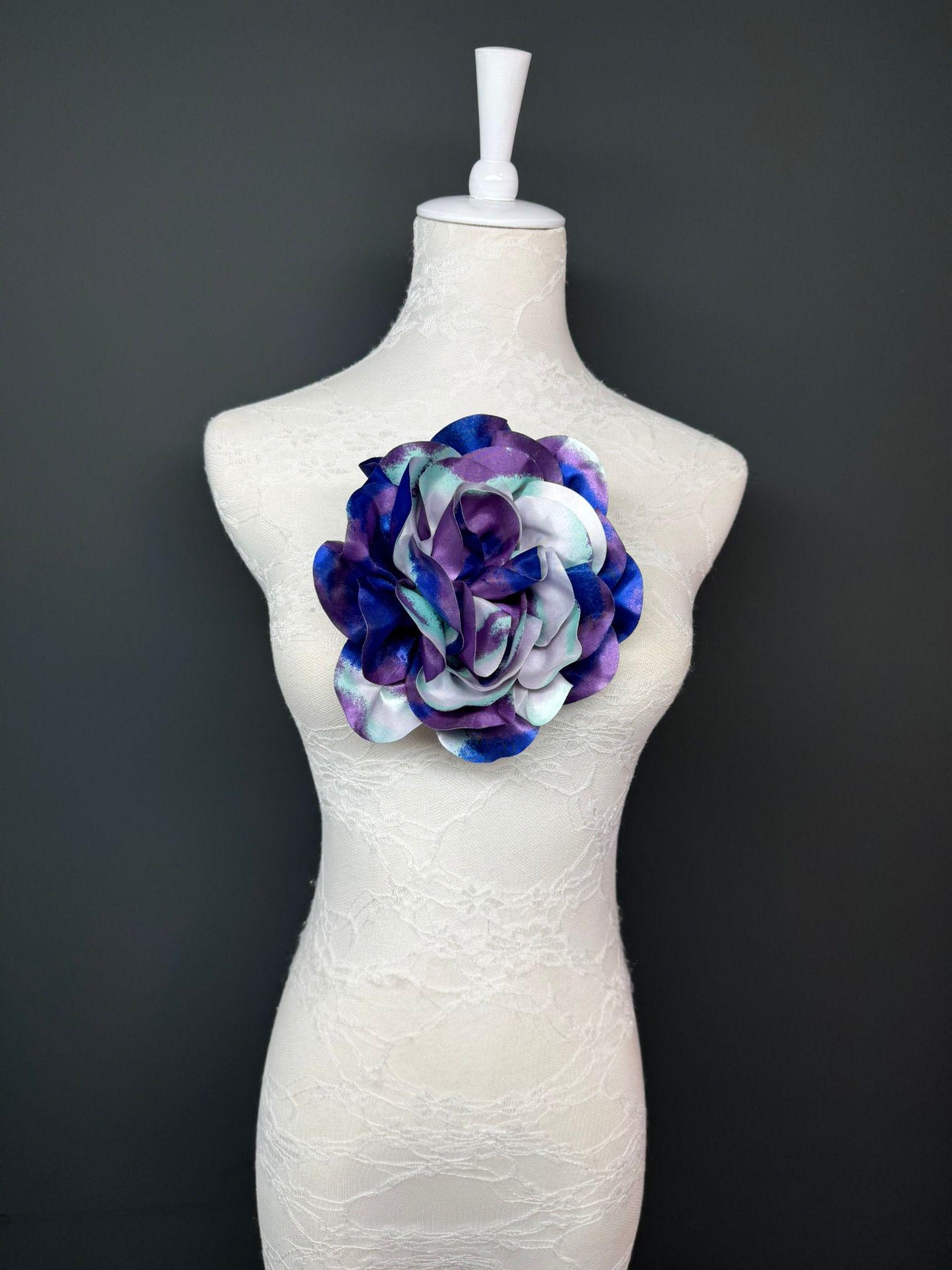 Large 3D Corsage Flower, Luxurious Satin Fabric, 17 Colours, 20cm, 8” Wide, Pin on, Bridal, Dress, Hair, Wedding, Race Day, Mixed colours