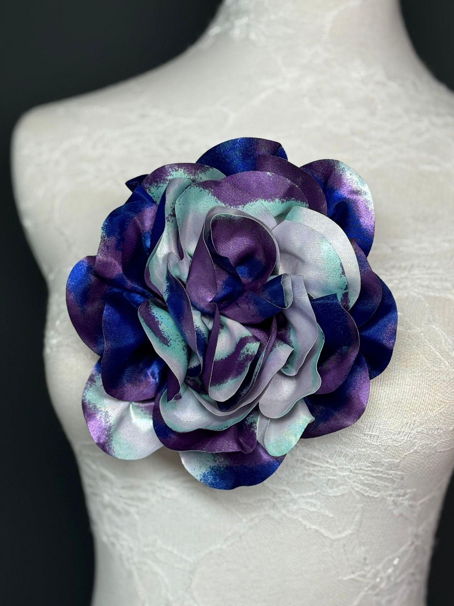 Large 3D Corsage Flower, Luxurious Satin Fabric, 17 Colours, 20cm, 8” Wide, Pin on, Bridal, Dress, Hair, Wedding, Race Day, Mixed colours