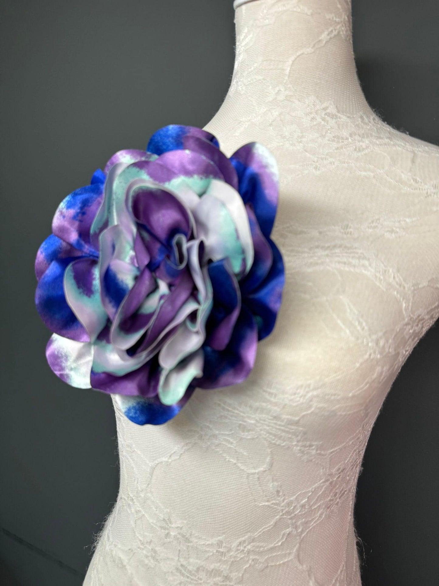 Large 3D Corsage Flower, Luxurious Satin Fabric, 17 Colours, 20cm, 8” Wide, Pin on, Bridal, Dress, Hair, Wedding, Race Day, Mixed colours