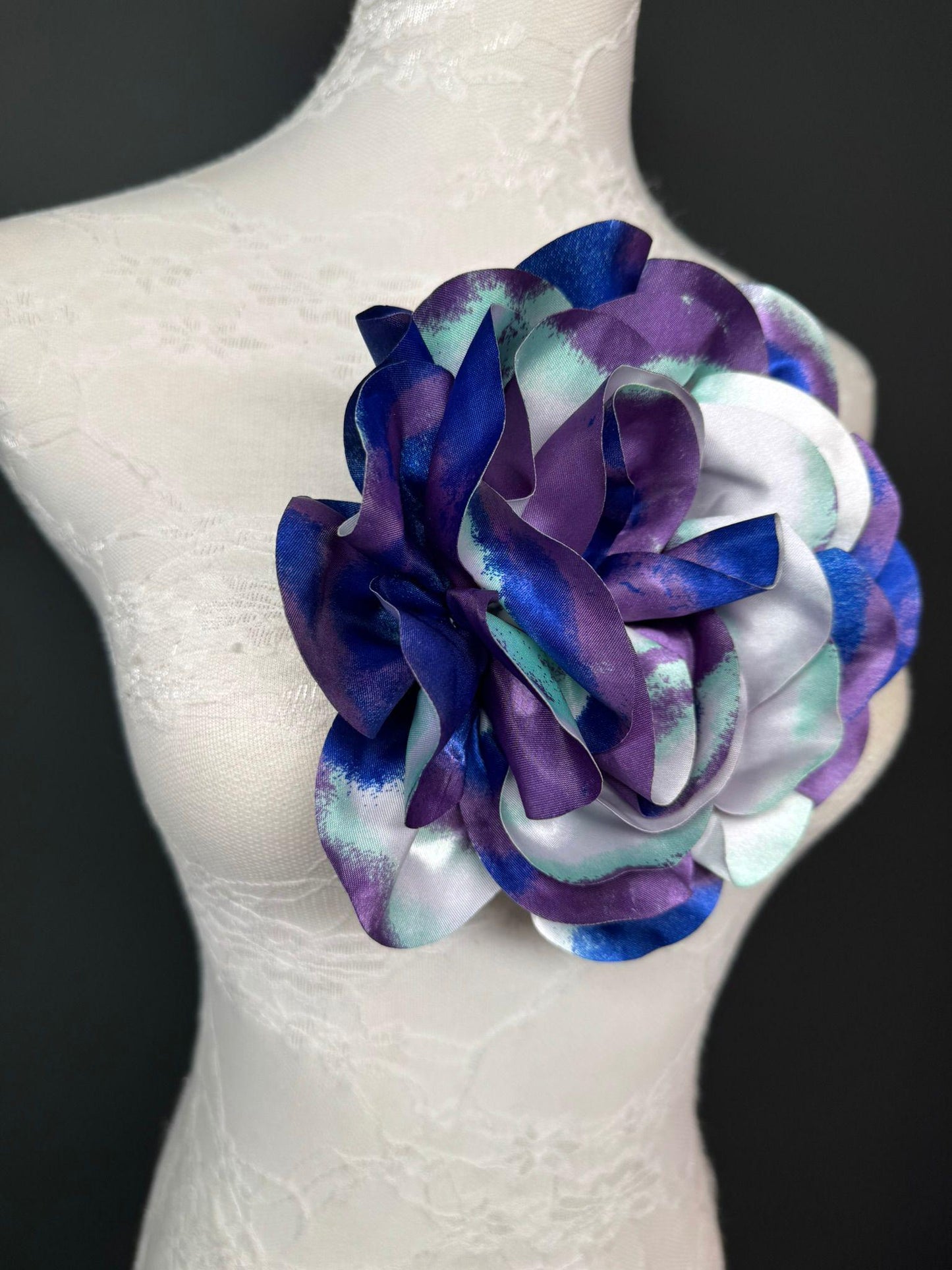 Large 3D Corsage Flower, Luxurious Satin Fabric, 17 Colours, 20cm, 8” Wide, Pin on, Bridal, Dress, Hair, Wedding, Race Day, Mixed colours