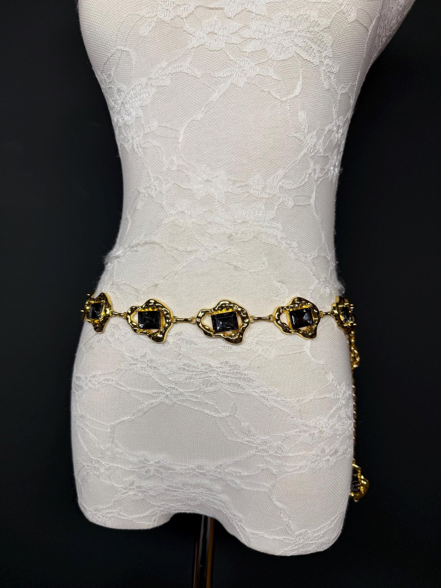 Jewel Belt, Gold Metal Colour Jewel Belt, Warm Tones, Teen Sizes, Size 18”-60”, Fan Design, Fan Collection, Fashion Accessory