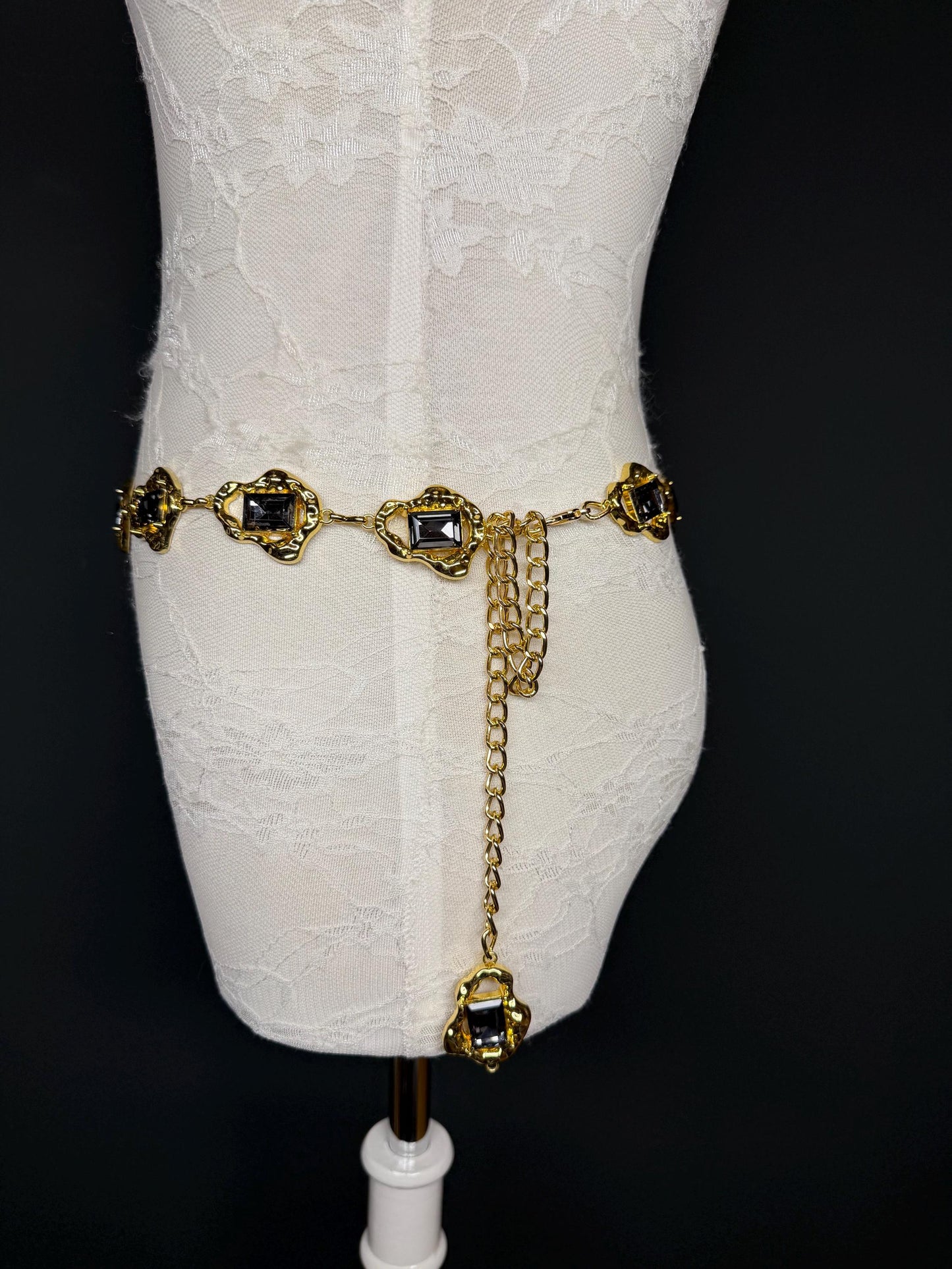 Jewel Belt, Gold Metal Colour Jewel Belt, Warm Tones, Teen Sizes, Size 18”-60”, Fan Design, Fan Collection, Fashion Accessory