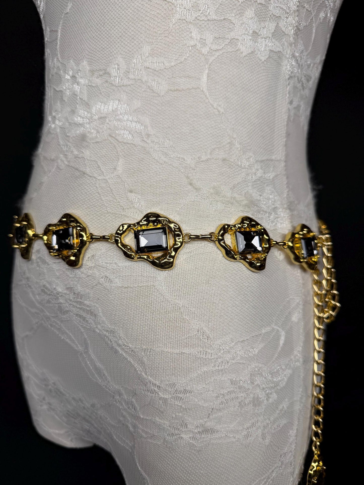 Jewel Belt, Gold Metal Colour Jewel Belt, Warm Tones, Teen Sizes, Size 18”-60”, Fan Design, Fan Collection, Fashion Accessory
