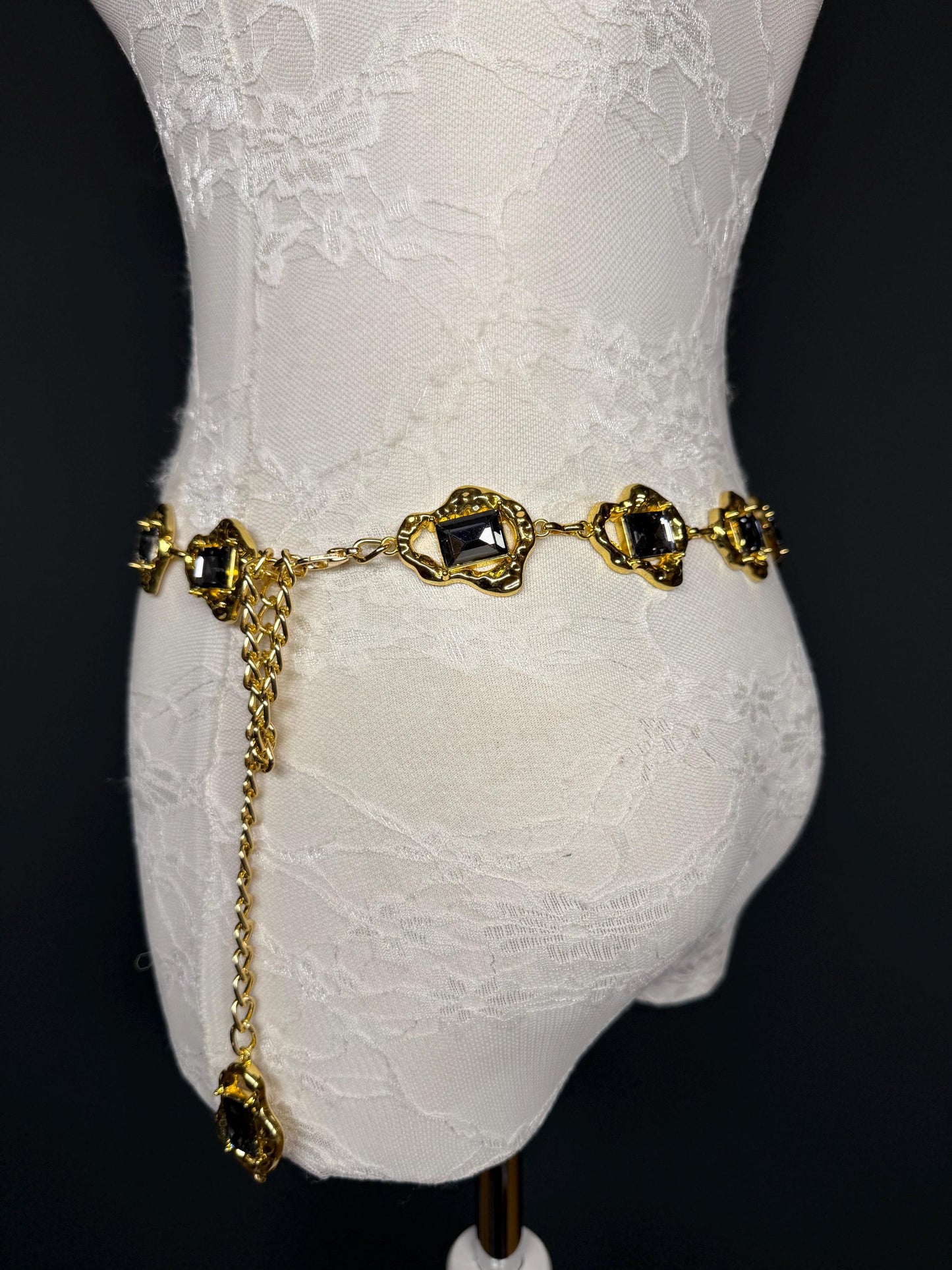 Jewel Belt, Gold Metal Colour Jewel Belt, Warm Tones, Teen Sizes, Size 18”-60”, Fan Design, Fan Collection, Fashion Accessory