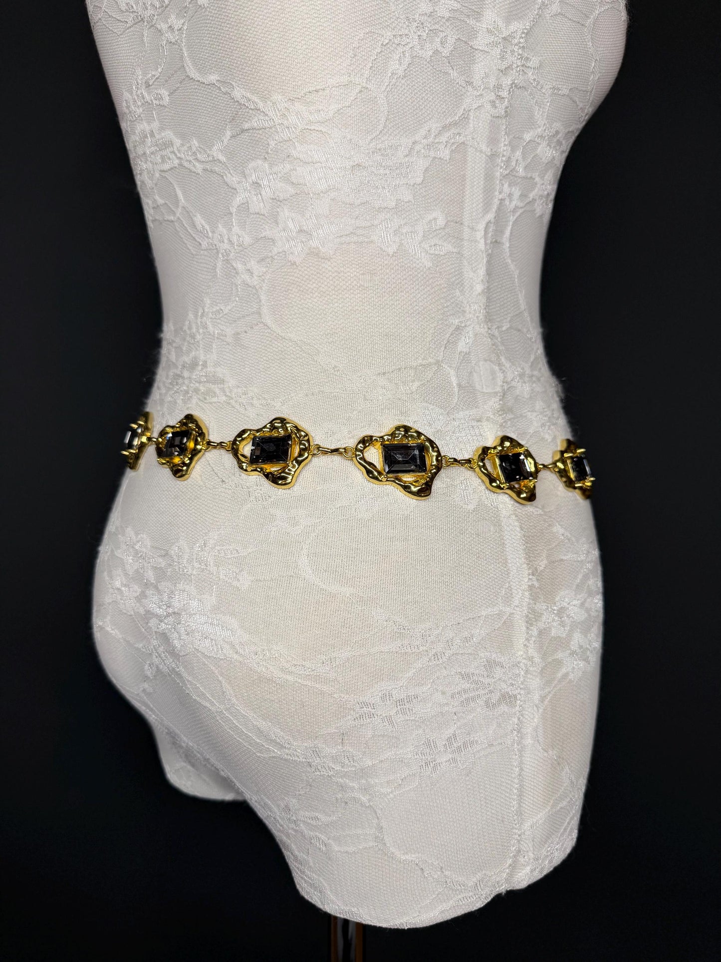 Jewel Belt, Gold Metal Colour Jewel Belt, Warm Tones, Teen Sizes, Size 18”-60”, Fan Design, Fan Collection, Fashion Accessory