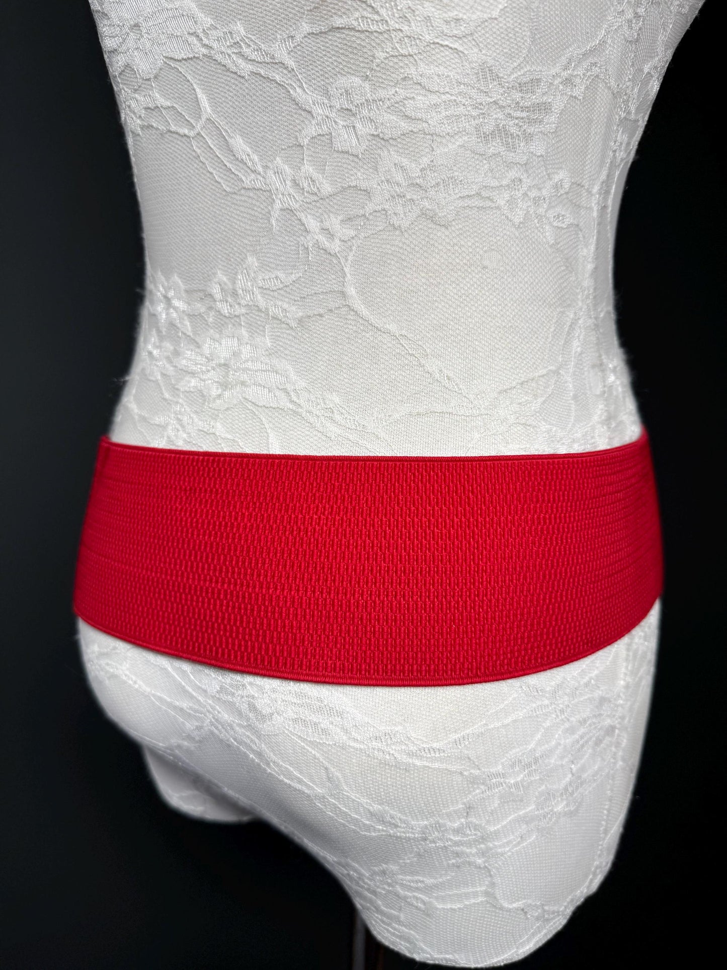 3” Belt-Wide Faux Leather Belt, Red, Black Elastic Belt, Gift, Elasticated Belt, Stretch Belt, Corset Belt, Heart Design Vegan Belt