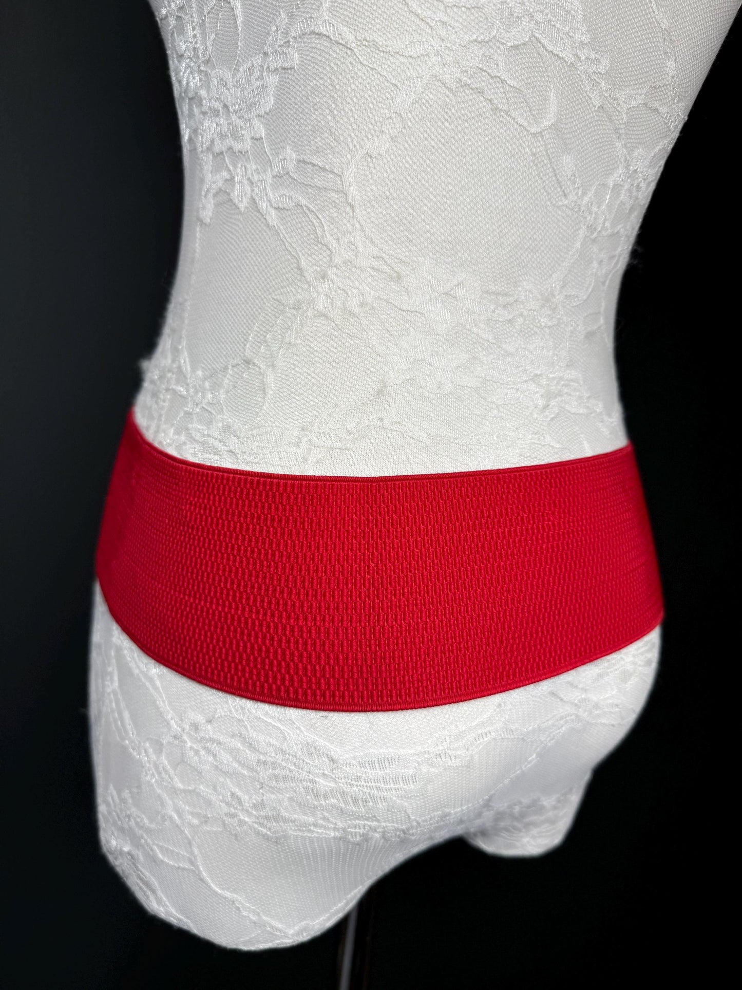 3” Belt-Wide Faux Leather Belt, Red, Black Elastic Belt, Gift, Elasticated Belt, Stretch Belt, Corset Belt, Heart Design Vegan Belt
