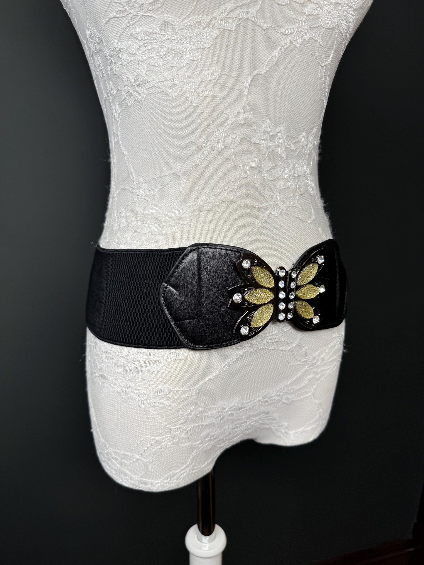 3” Belt-Wide Faux Leather Belt, Red, Black Elastic Belt, Gift, Elasticated Belt, Stretch Belt, Corset Belt, Heart Design Vegan Belt