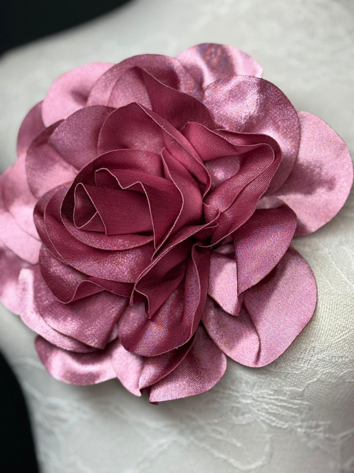 Dusky Pink Large Satin Flower Corsage, 8" 20cm, 12 Colour Options