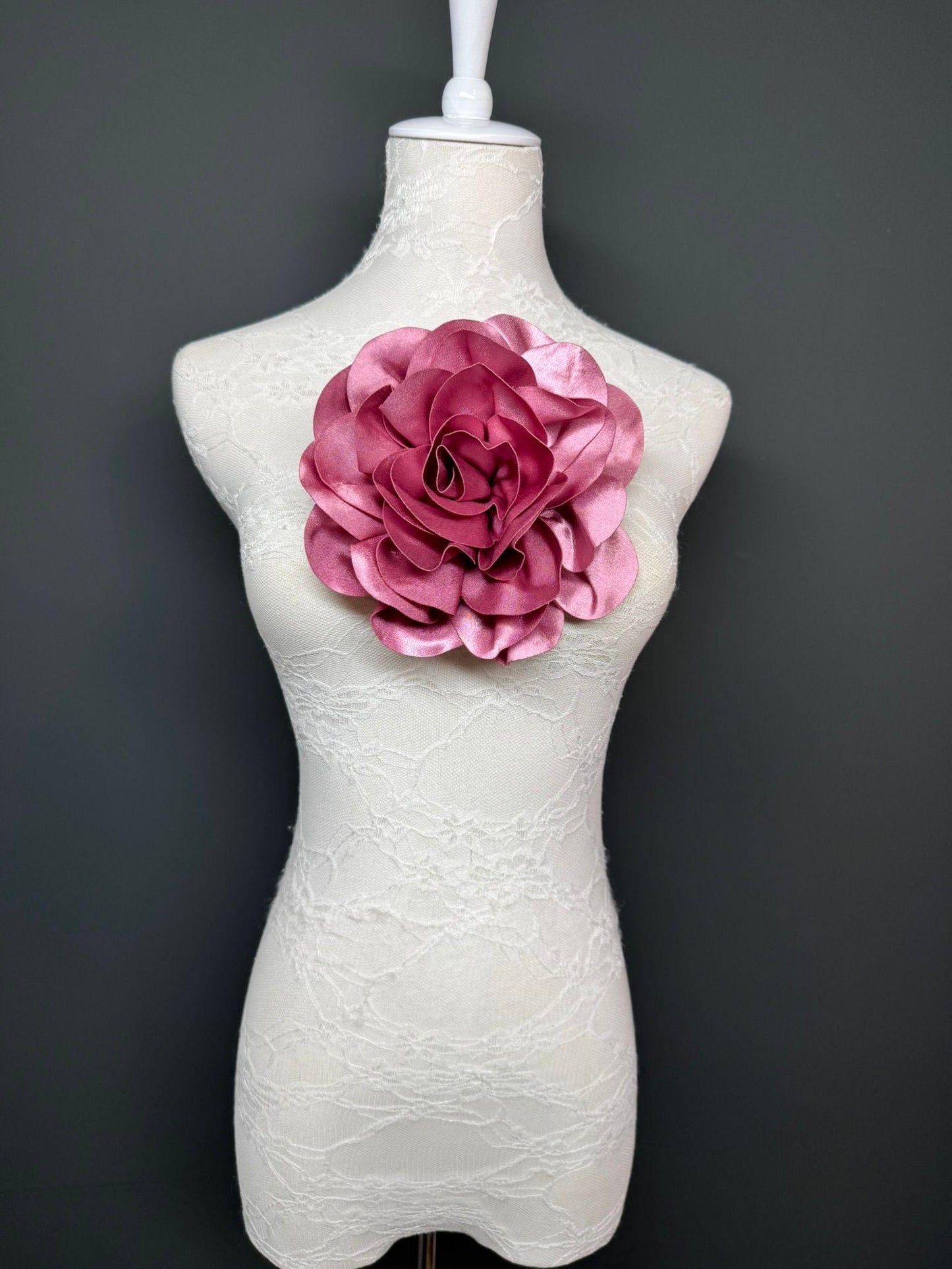 Dusky Pink Large Satin Flower Corsage, 8" 20cm, 12 Colour Options