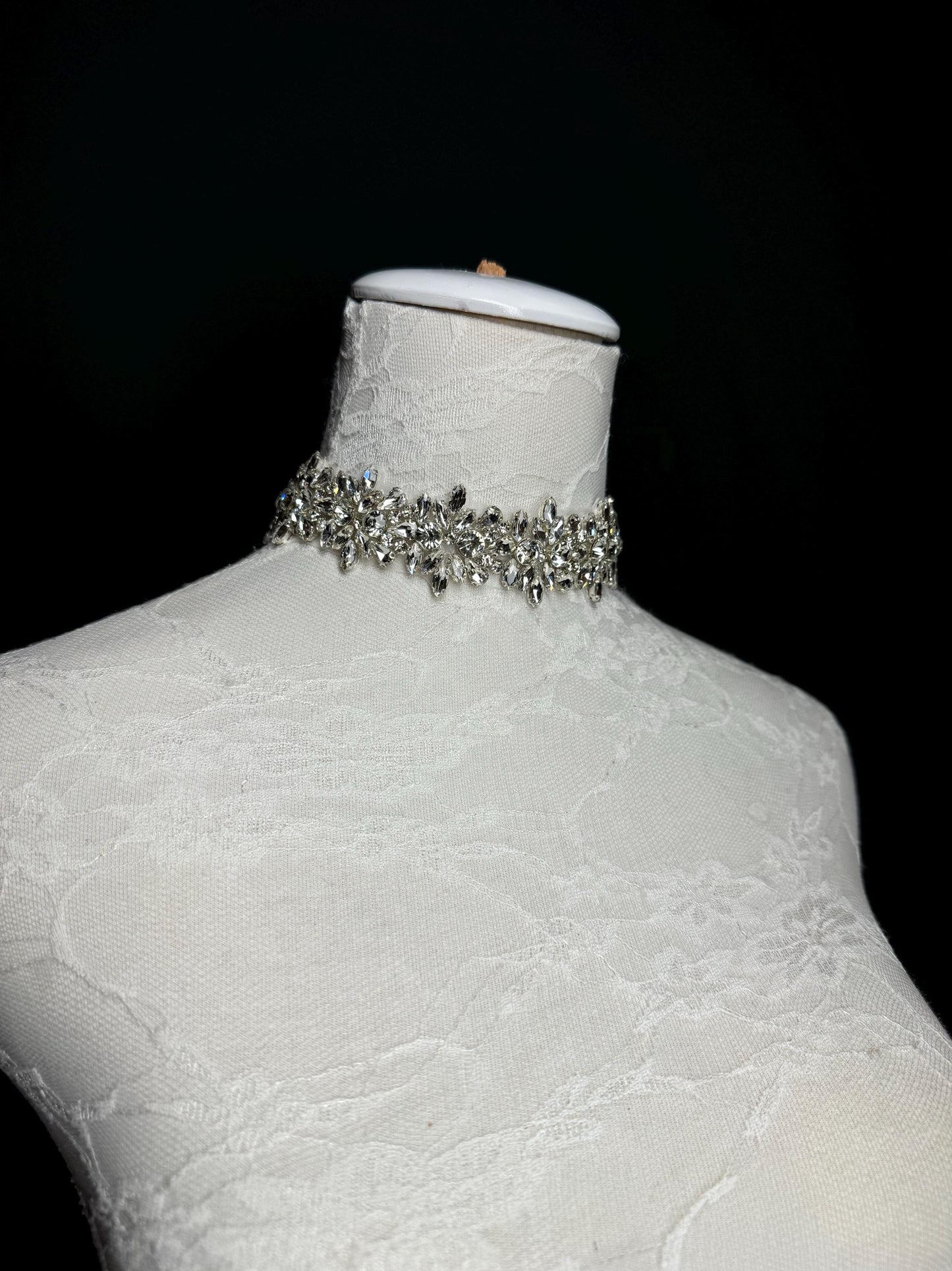 Jeweled Choker Necklace, Bridal Wedding Rhinestone Choker, Handmade Classic FAN Design